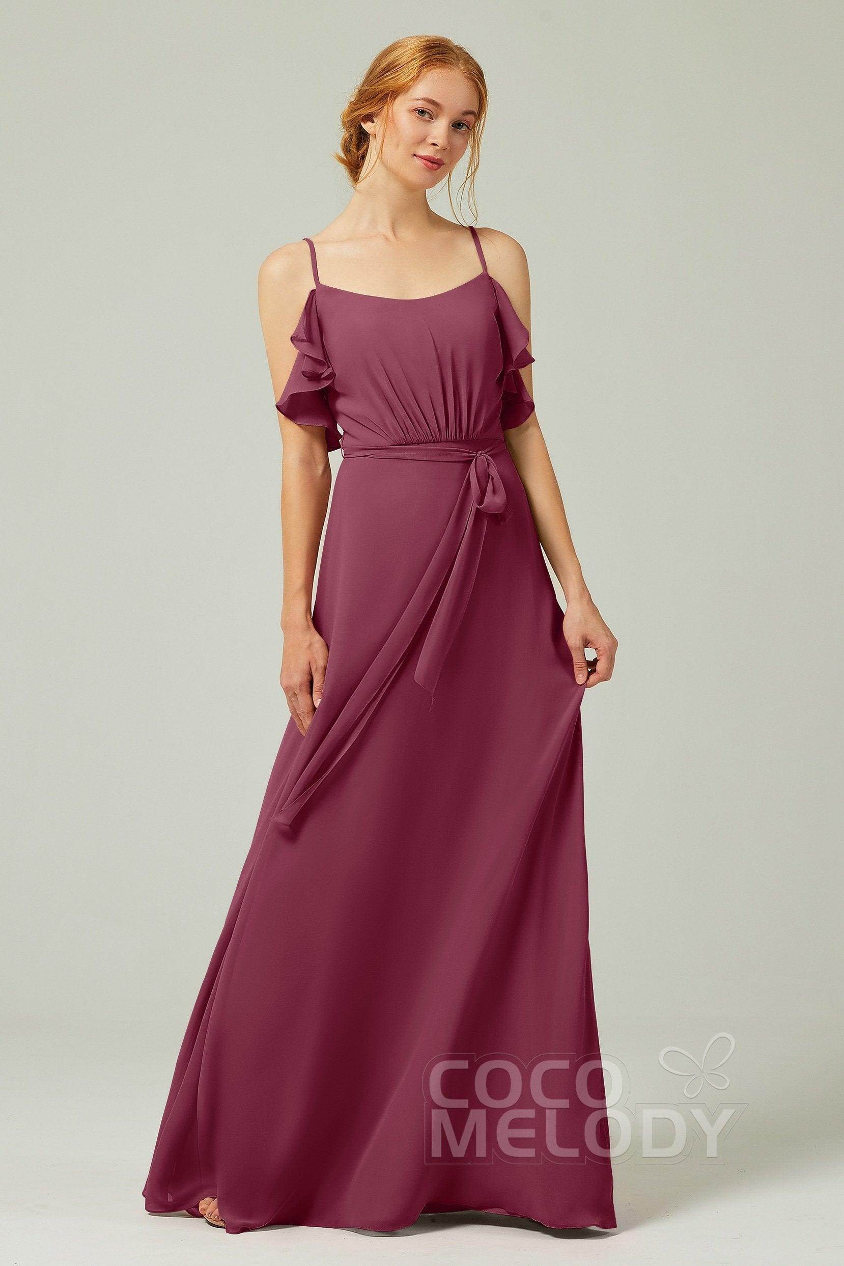 A-Line Floor Length Chiffon Bridesmaid Dress CB0299