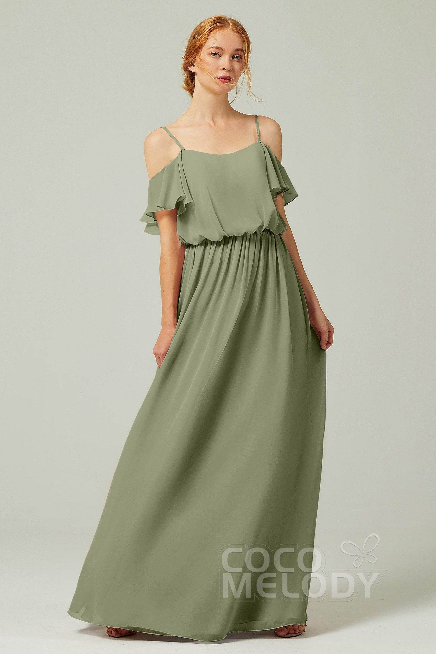 A-Line Floor Length Chiffon Bridesmaid Dress CB0300