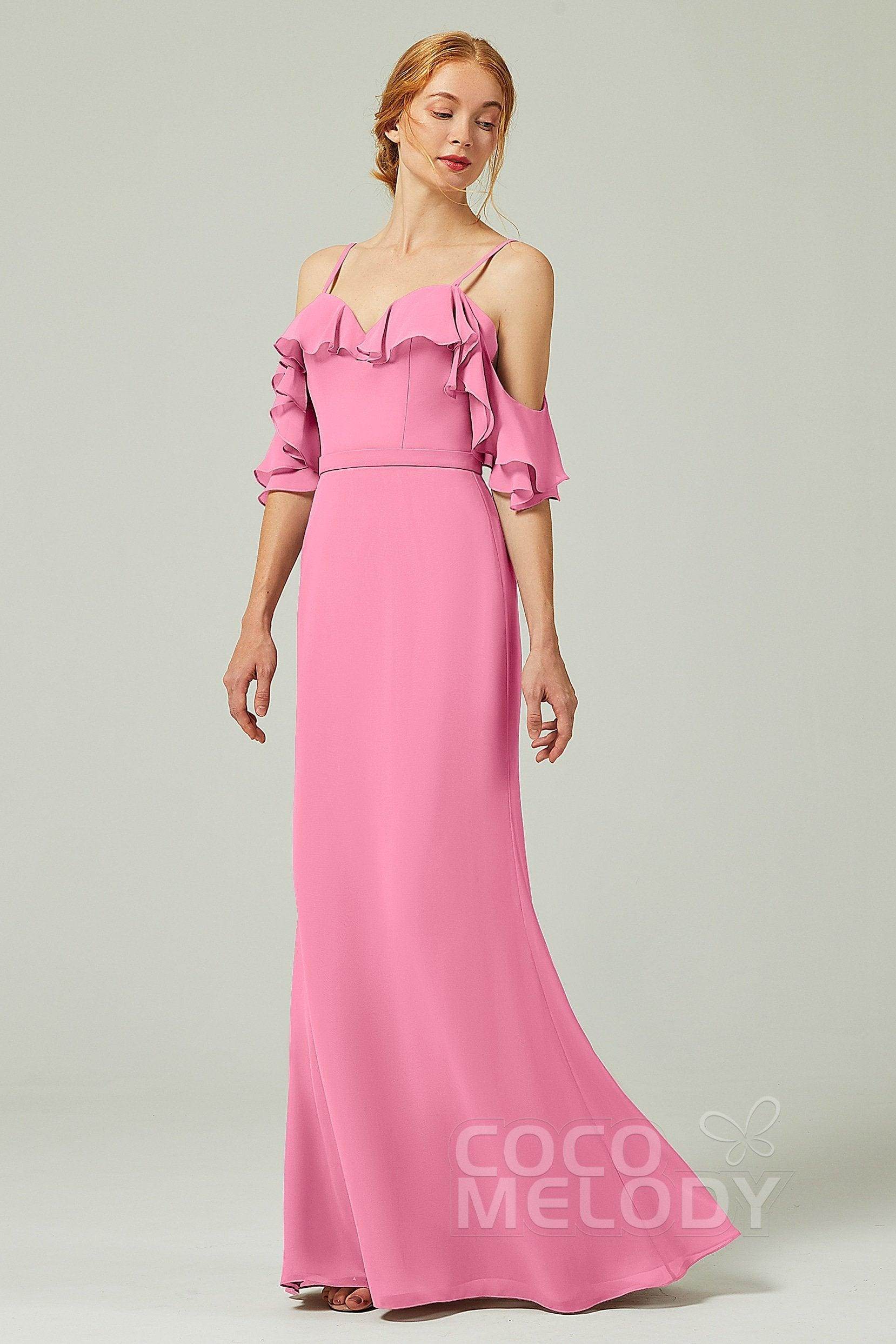 Sheath-Column Floor Length Chiffon Bridesmaid Dress CB0301