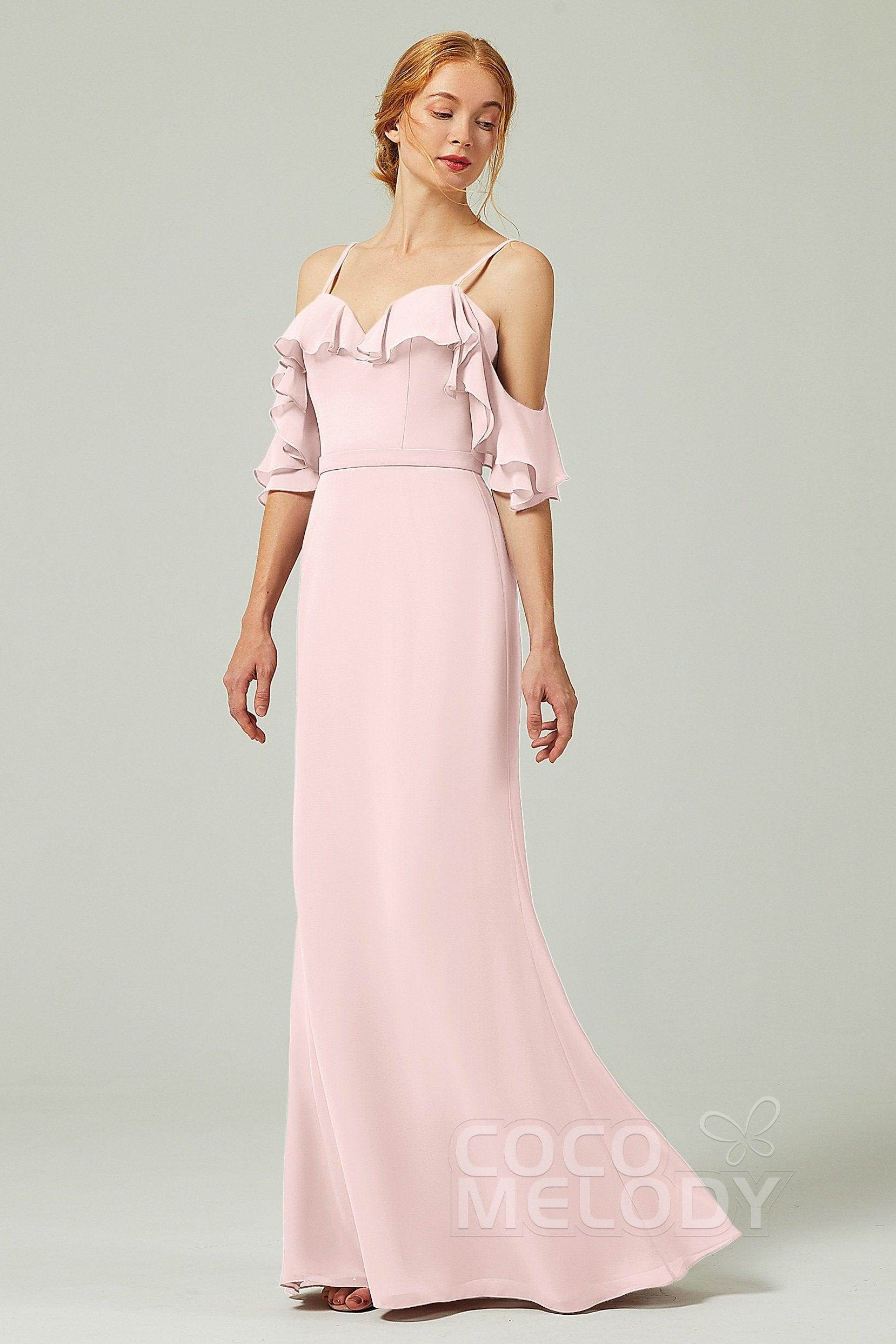 Sheath-Column Floor Length Chiffon Bridesmaid Dress CB0301