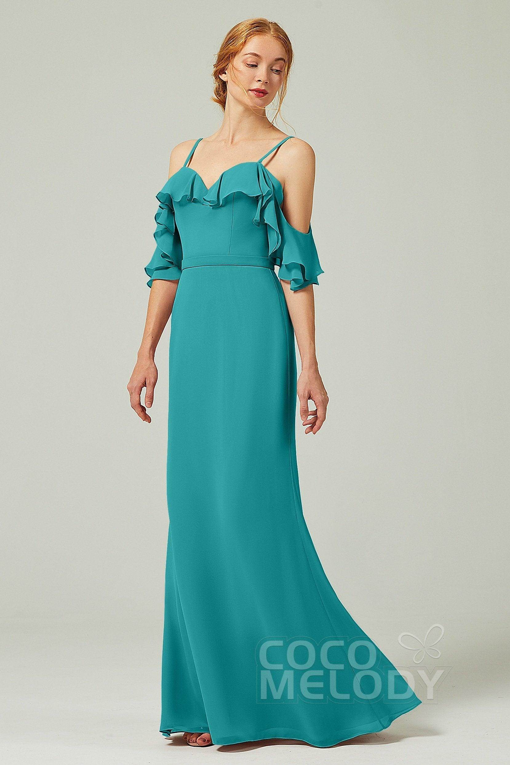 Sheath-Column Floor Length Chiffon Bridesmaid Dress CB0301