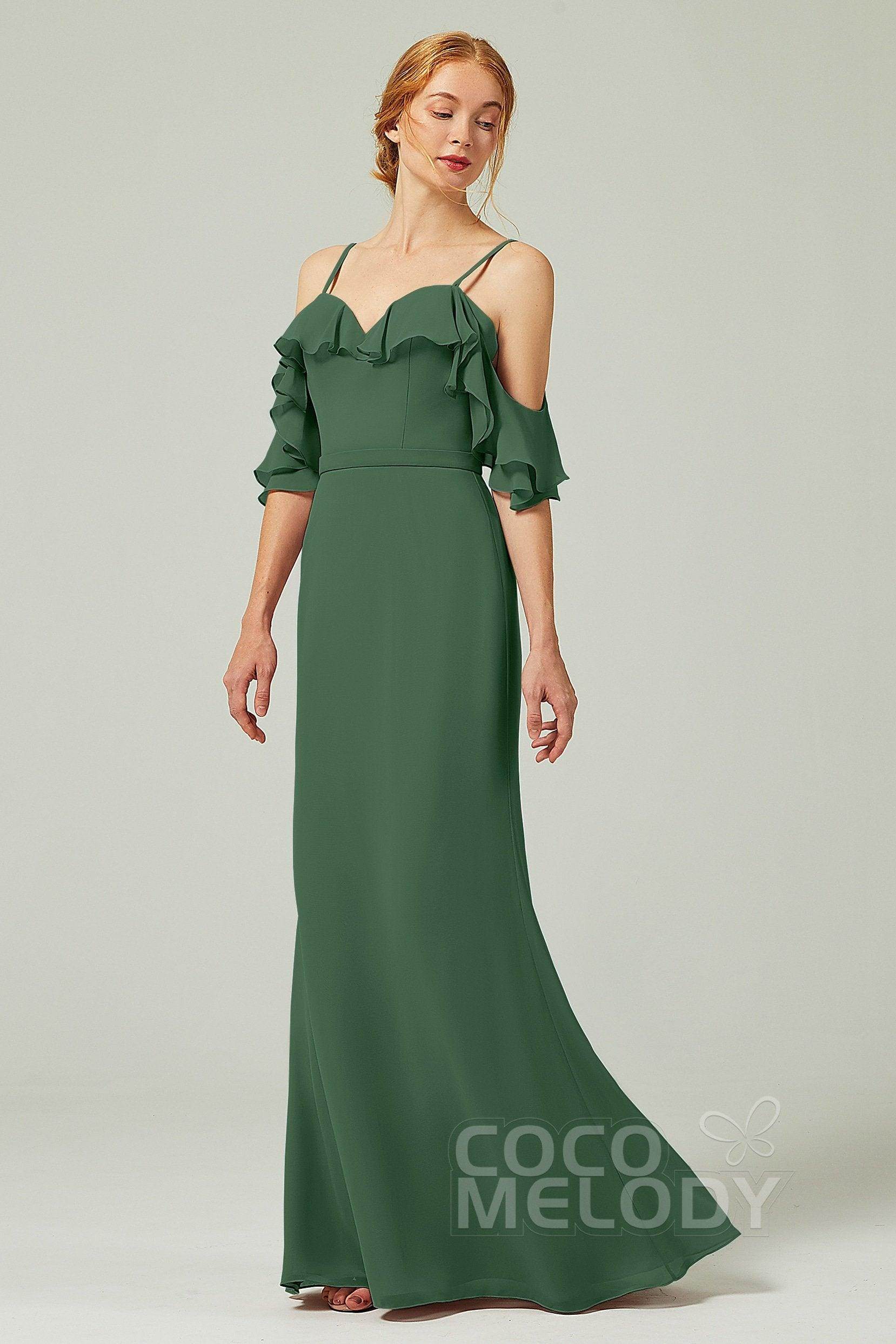 Sheath-Column Floor Length Chiffon Bridesmaid Dress CB0301