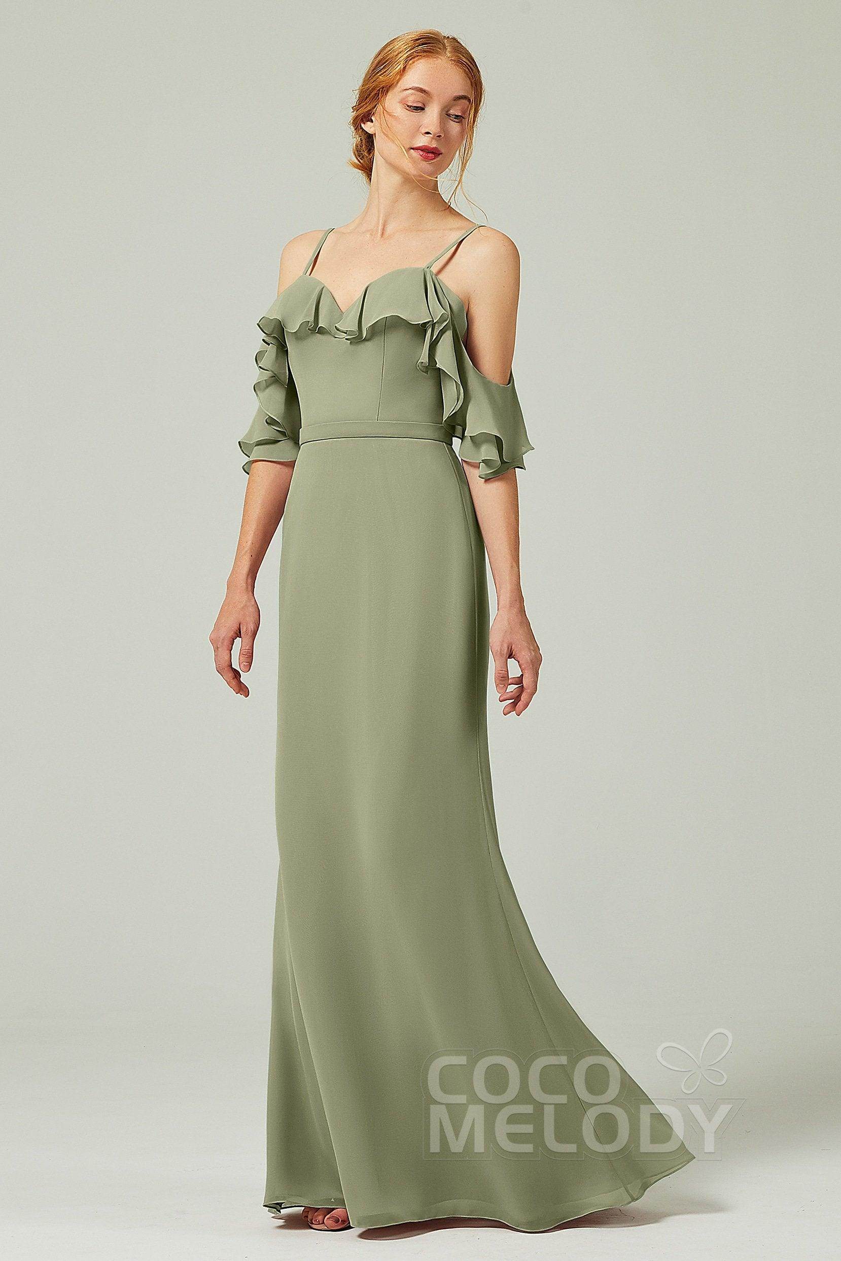 Sheath-Column Floor Length Chiffon Bridesmaid Dress CB0301