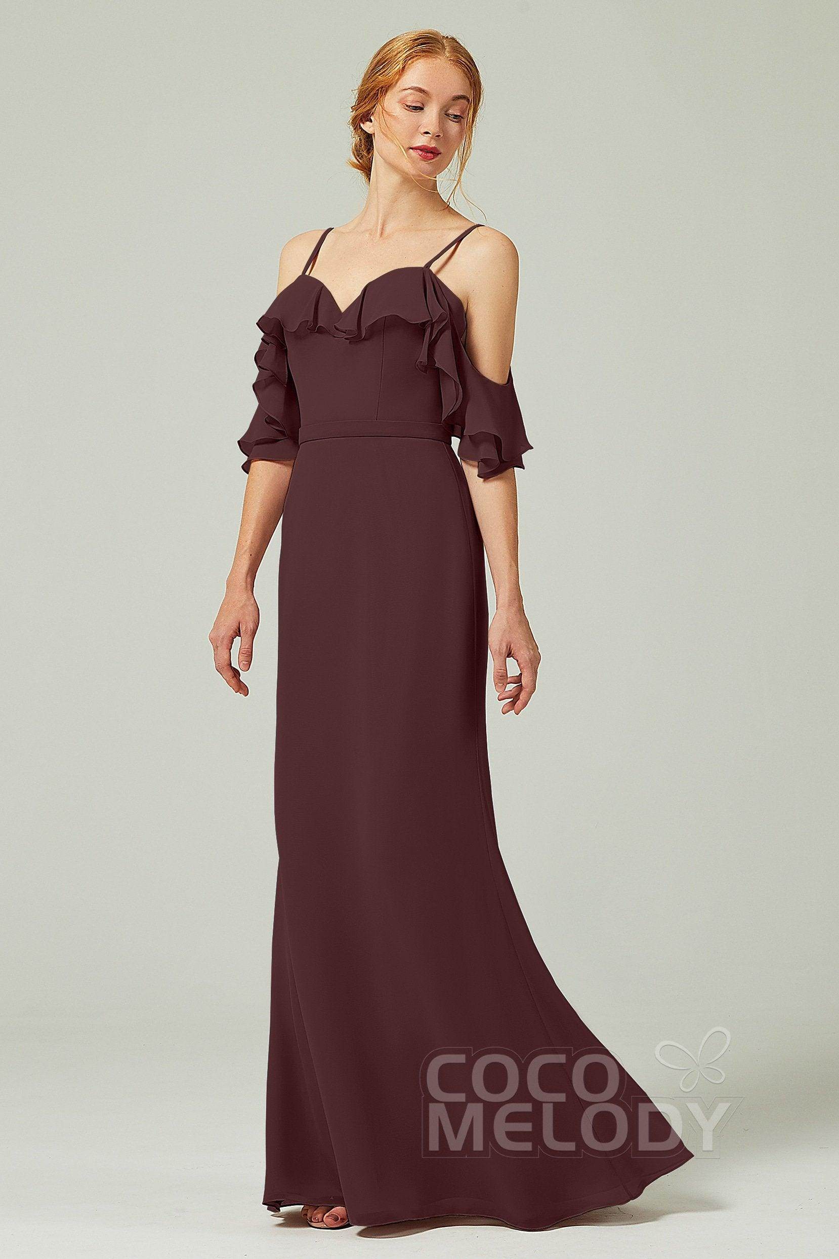 Sheath-Column Floor Length Chiffon Bridesmaid Dress CB0301