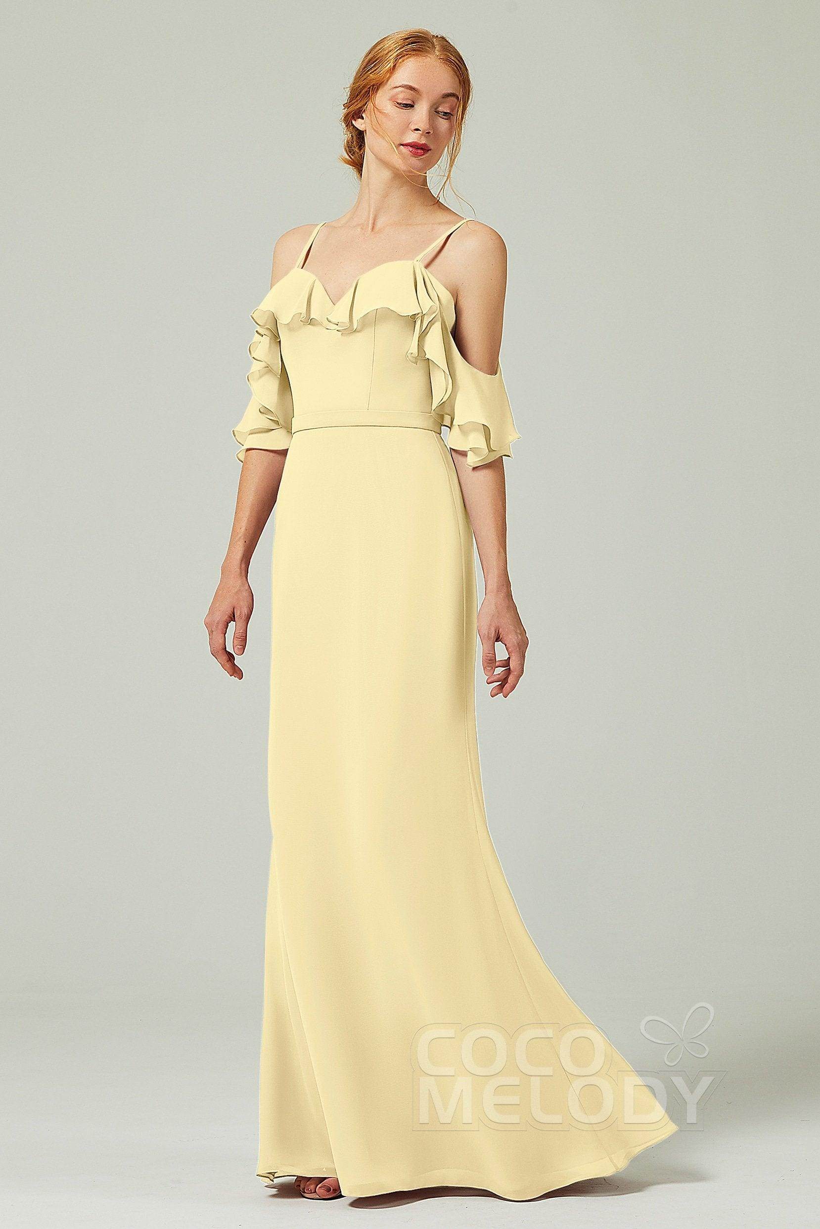 Sheath-Column Floor Length Chiffon Bridesmaid Dress CB0301