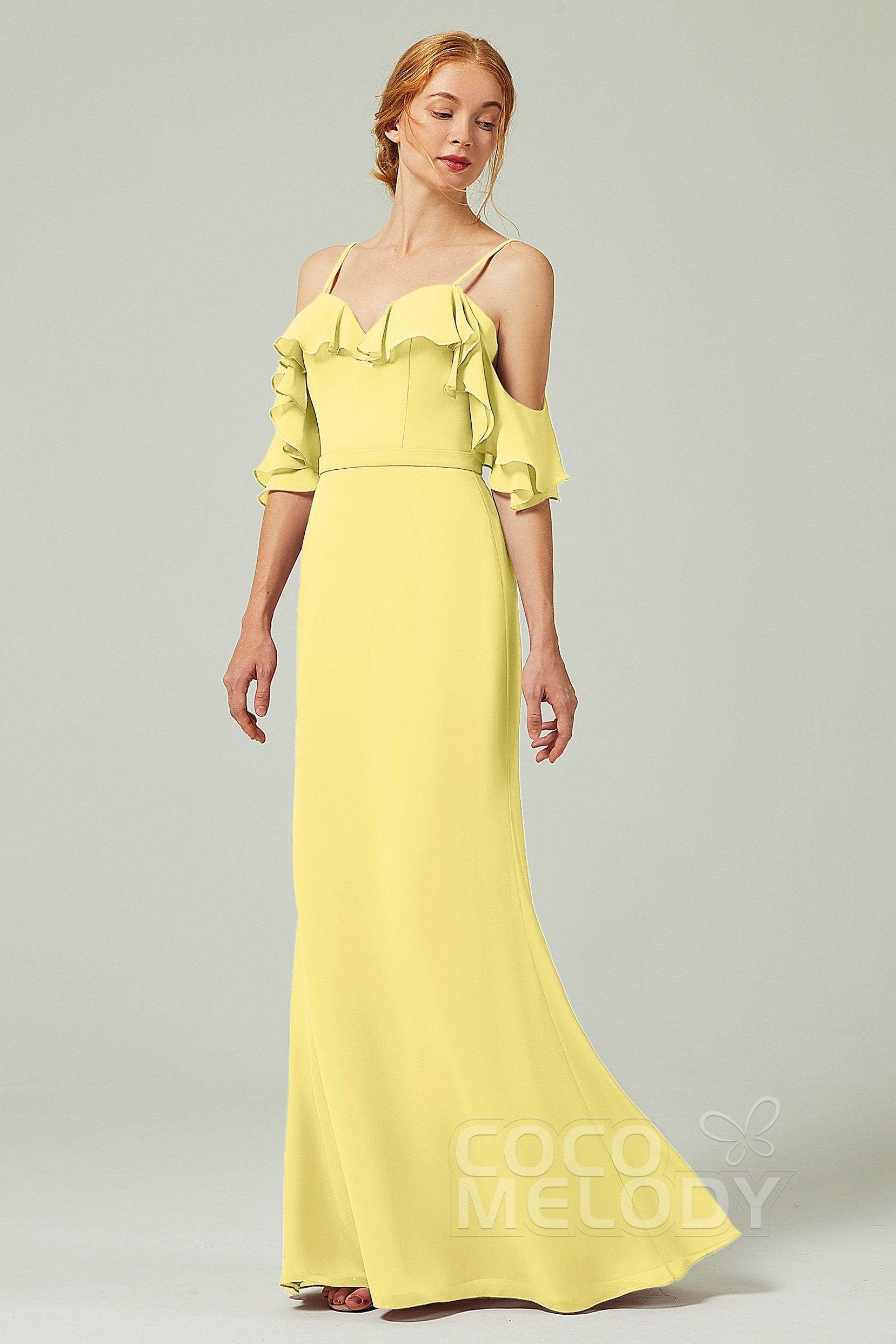 Sheath-Column Floor Length Chiffon Bridesmaid Dress CB0301