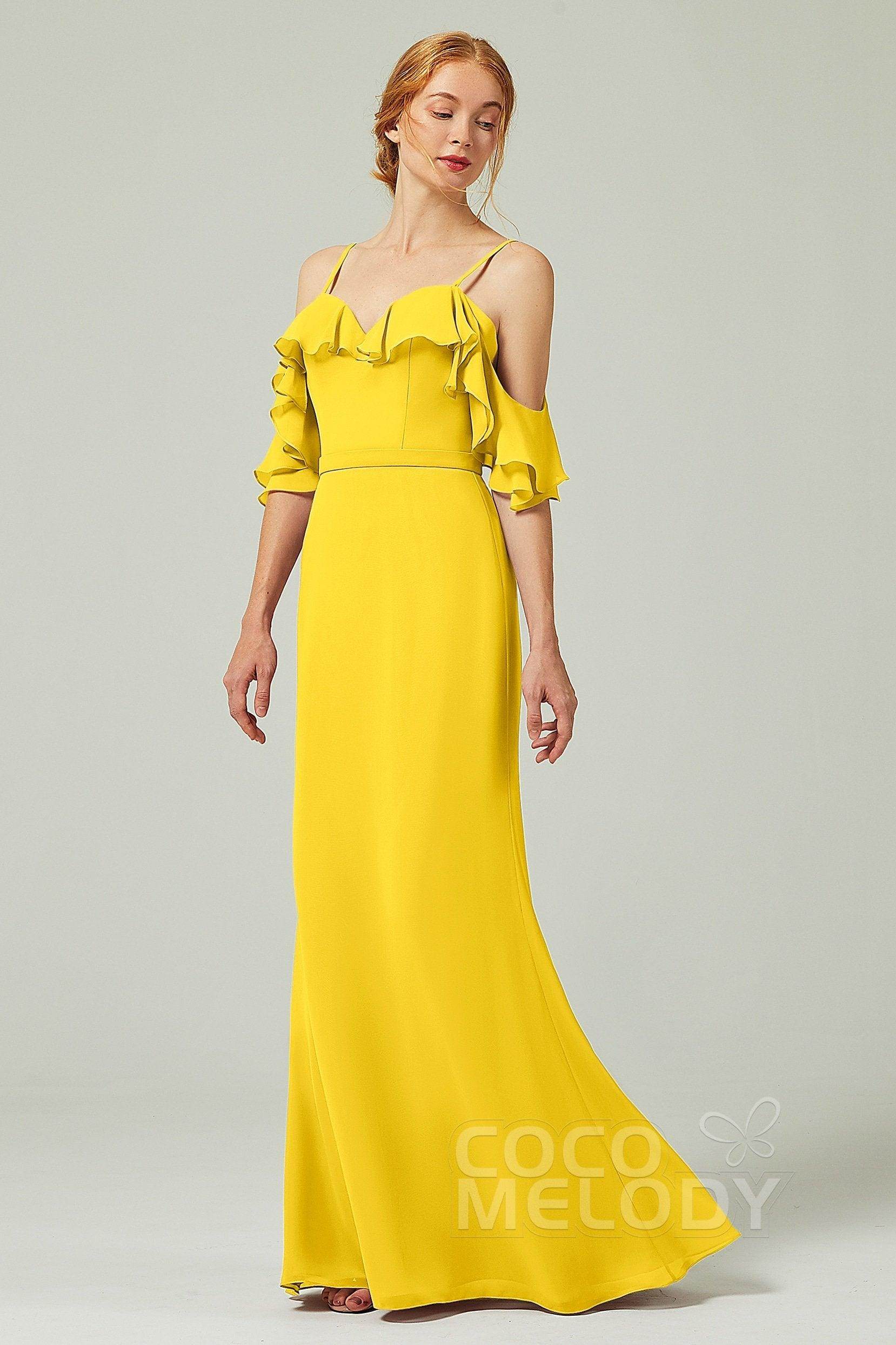 Sheath-Column Floor Length Chiffon Bridesmaid Dress CB0301