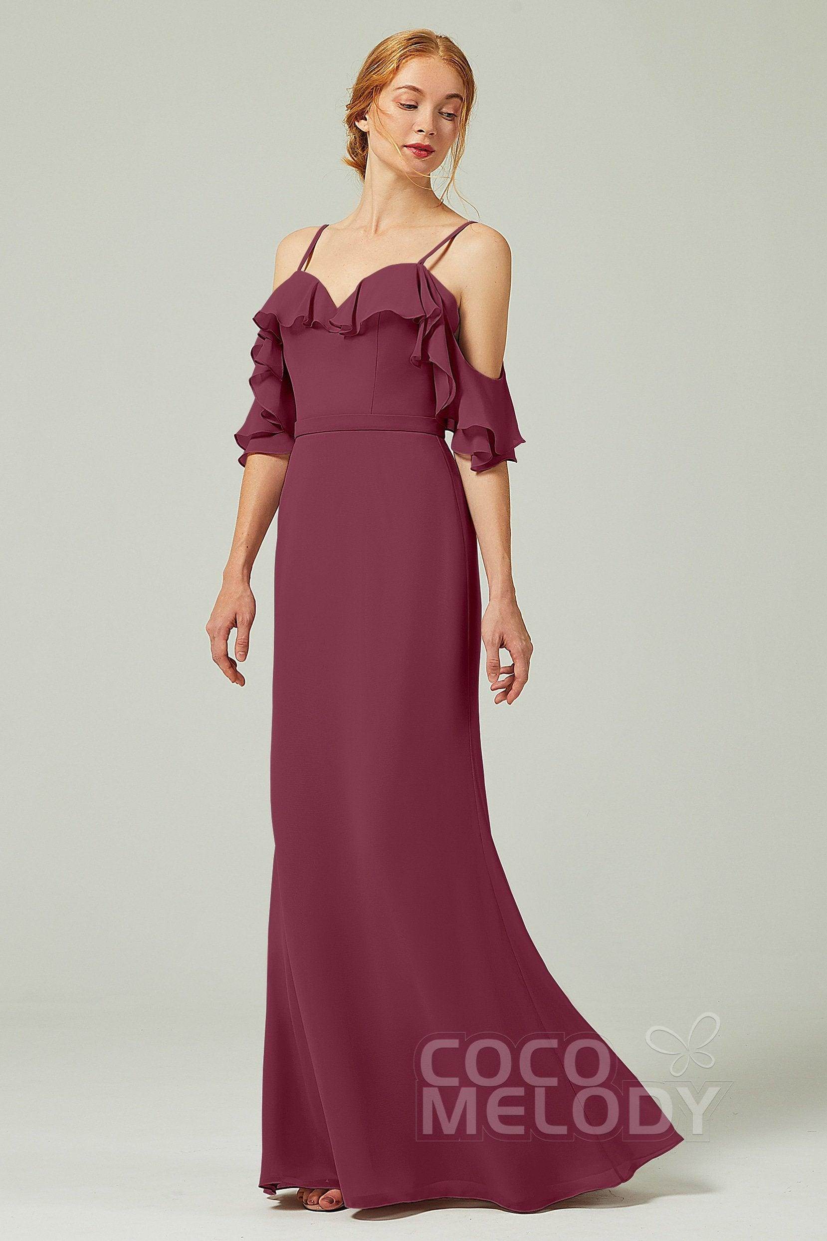 Sheath-Column Floor Length Chiffon Bridesmaid Dress CB0301