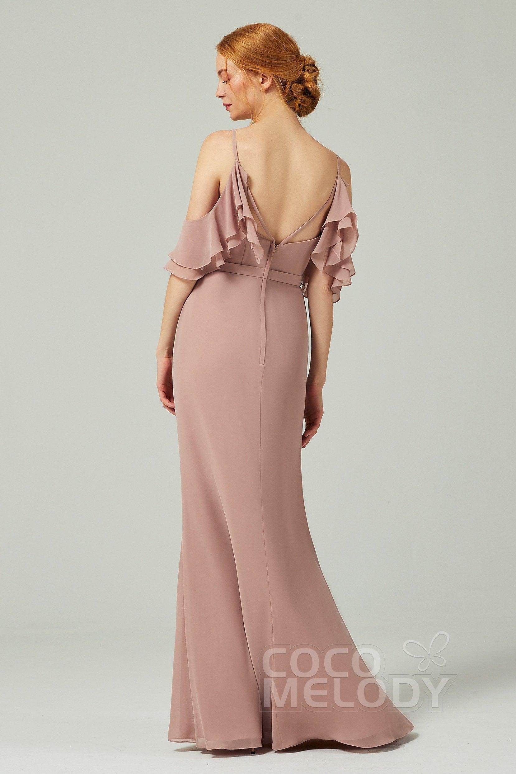 Sheath-Column Floor Length Chiffon Bridesmaid Dress CB0301
