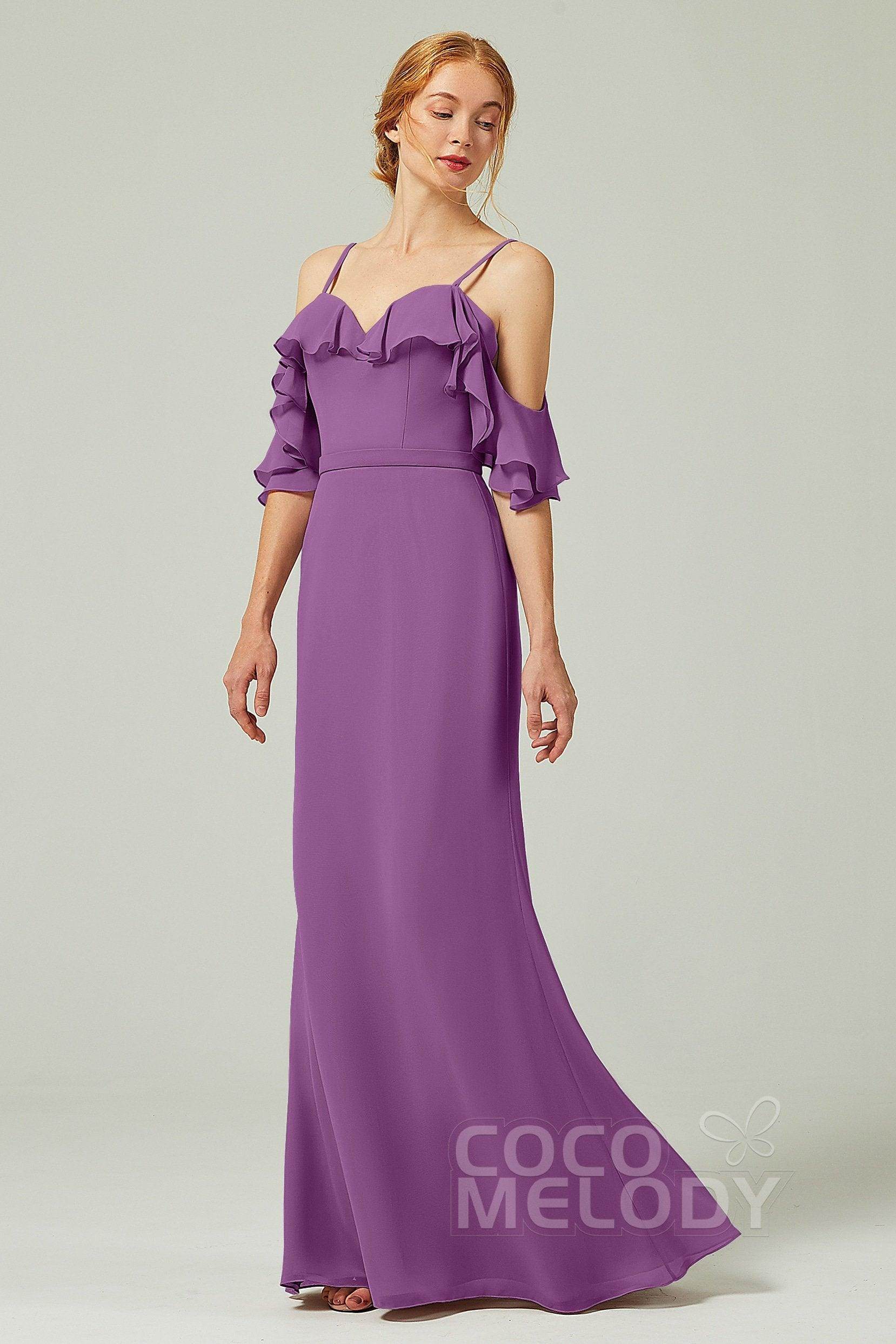 Sheath-Column Floor Length Chiffon Bridesmaid Dress CB0301
