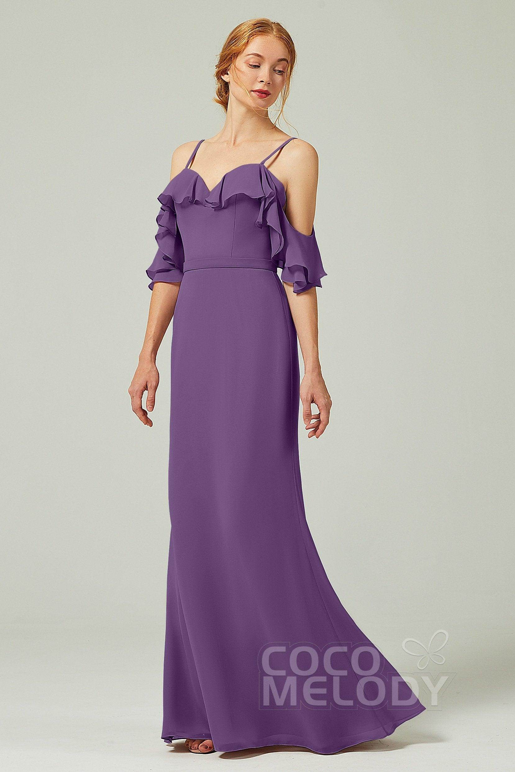 Sheath-Column Floor Length Chiffon Bridesmaid Dress CB0301