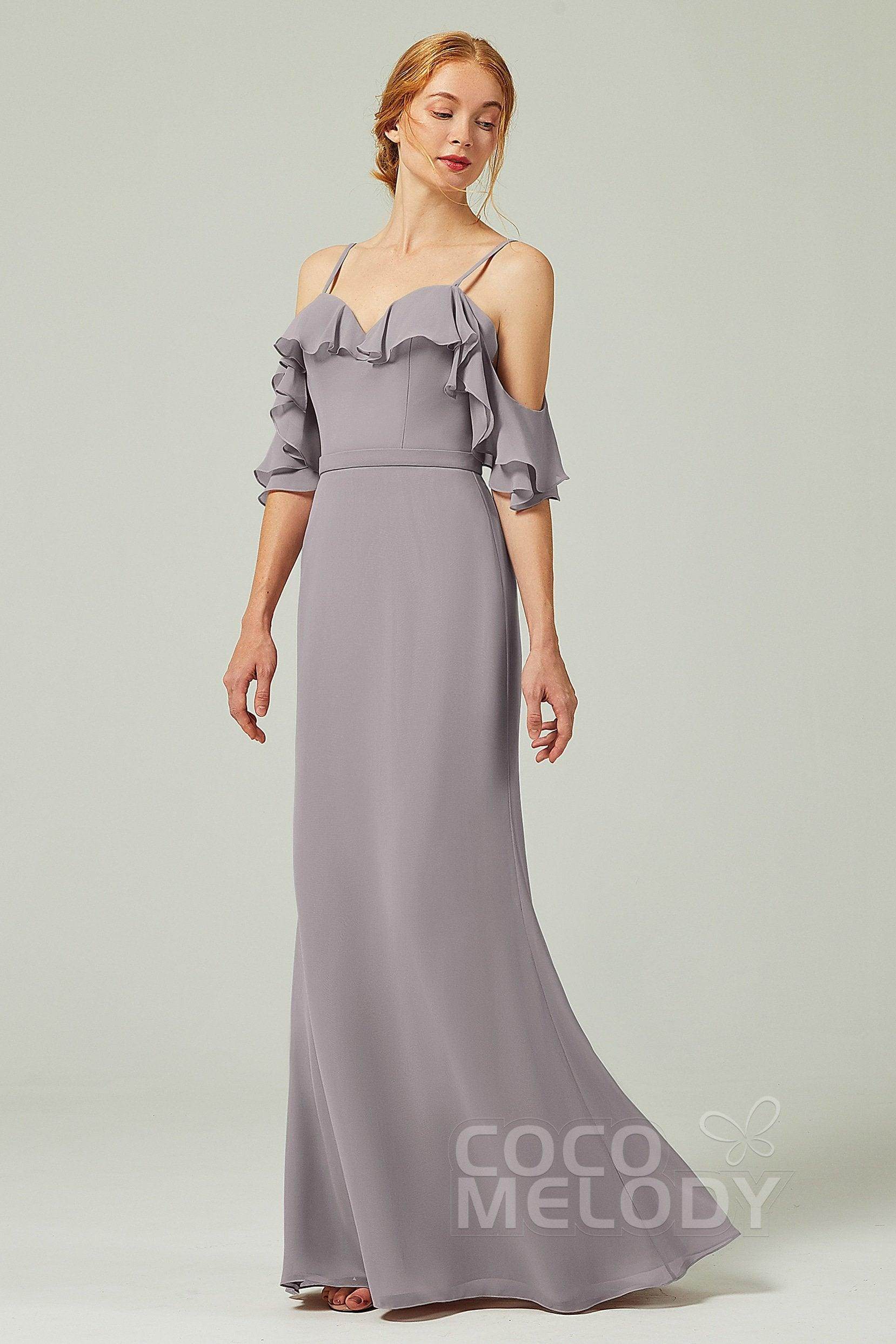 Sheath-Column Floor Length Chiffon Bridesmaid Dress CB0301