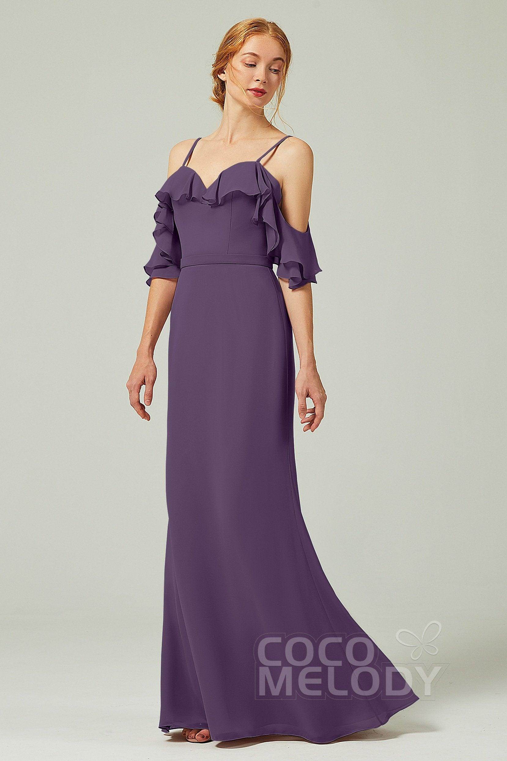 Sheath-Column Floor Length Chiffon Bridesmaid Dress CB0301