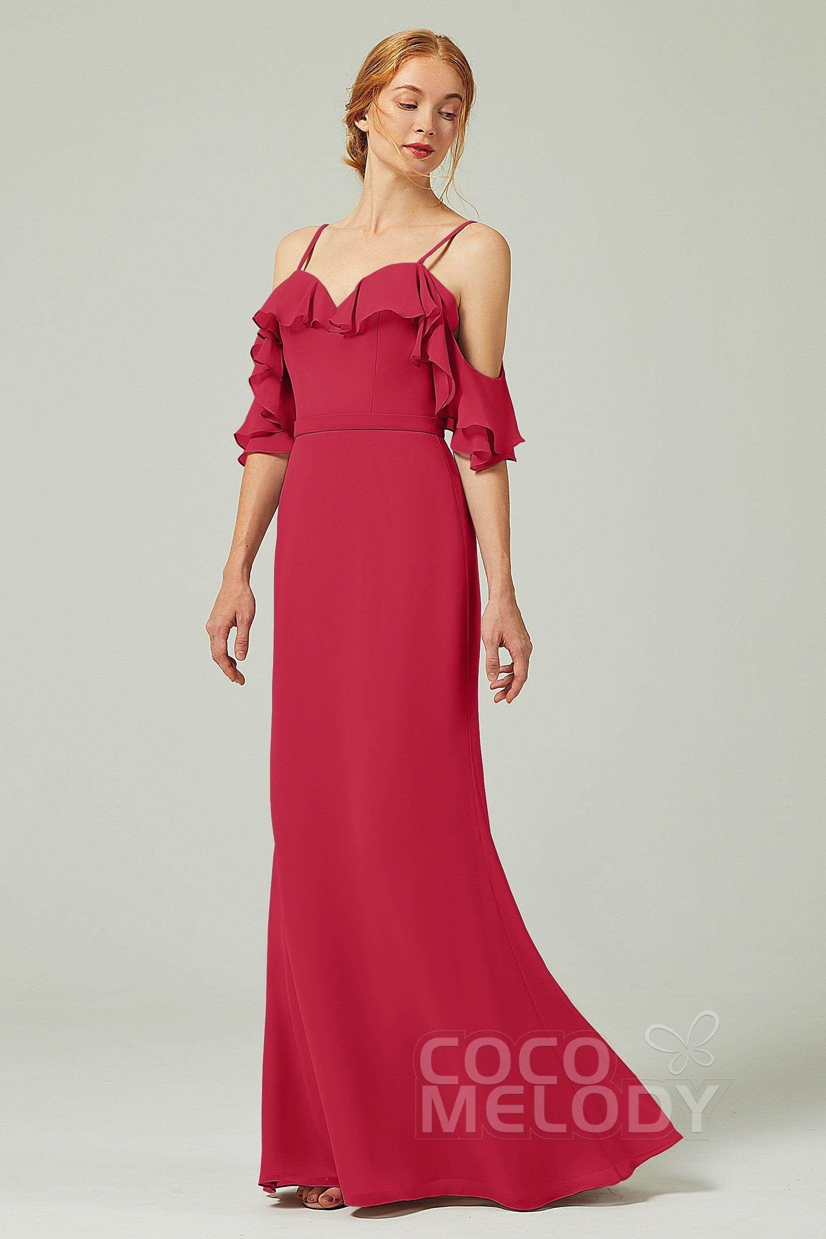 Sheath-Column Floor Length Chiffon Bridesmaid Dress CB0301