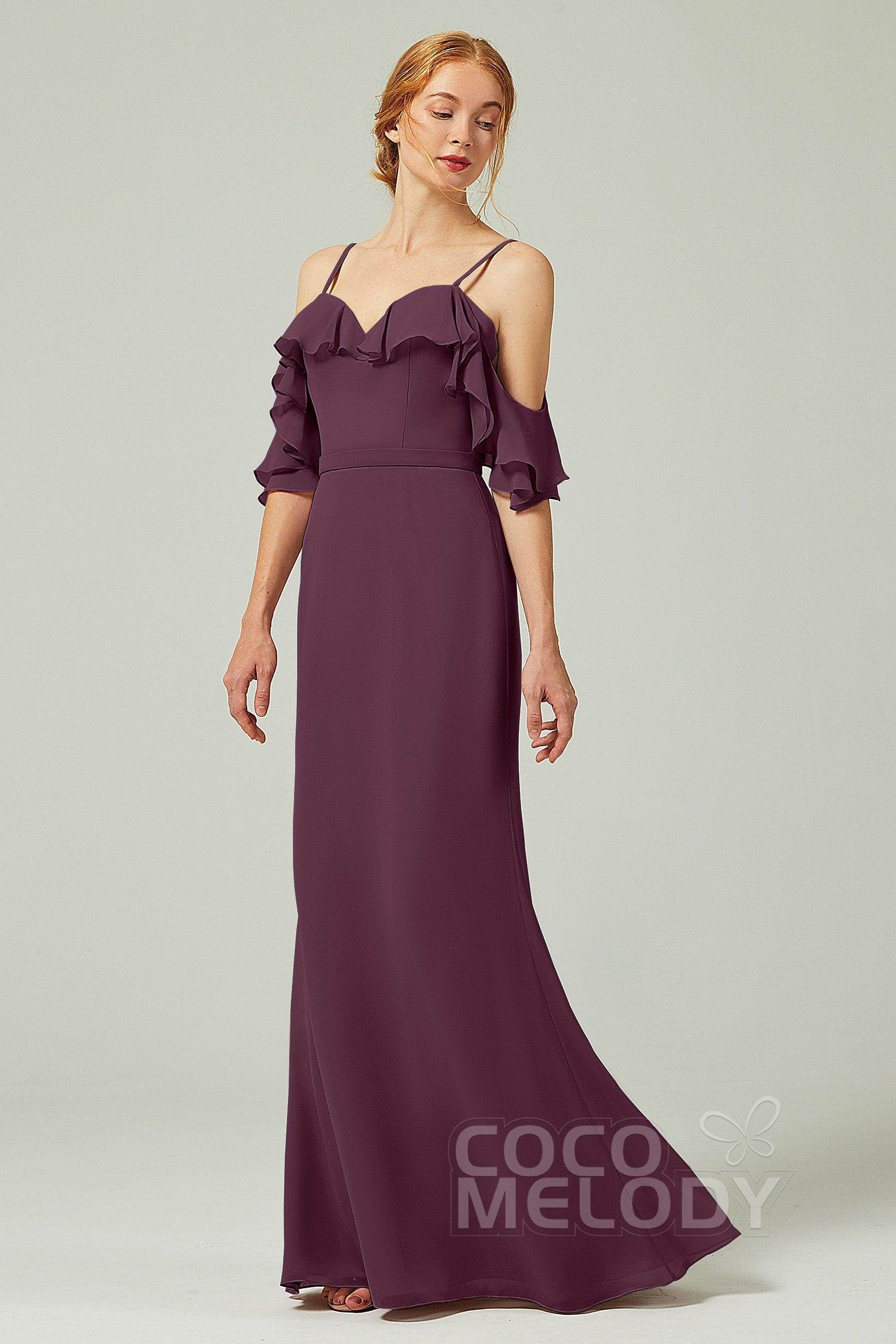 Sheath-Column Floor Length Chiffon Bridesmaid Dress CB0301