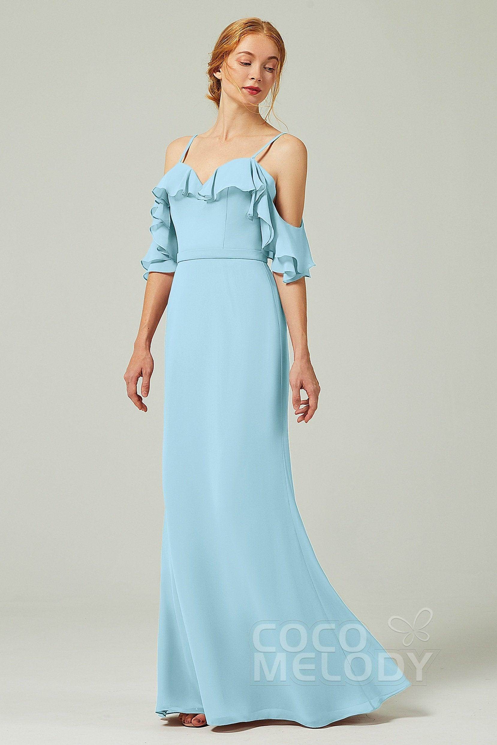 Sheath-Column Floor Length Chiffon Bridesmaid Dress CB0301