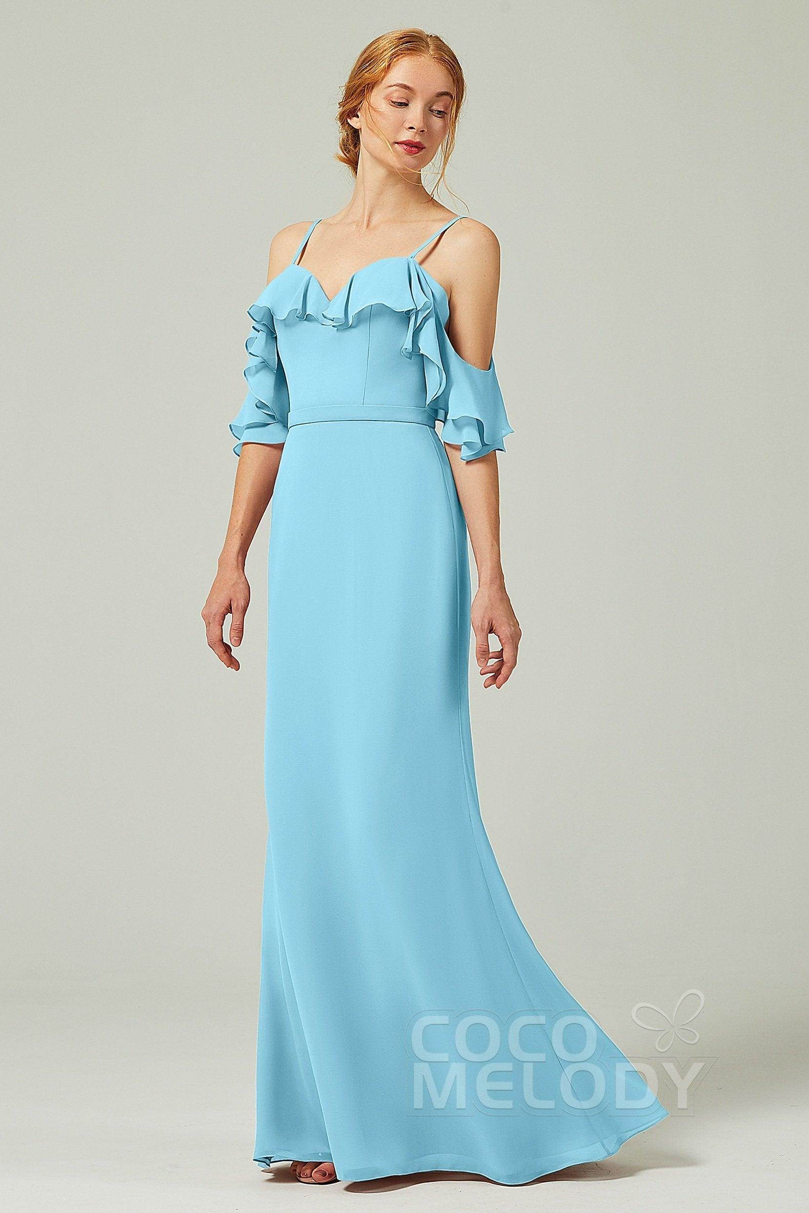 Sheath-Column Floor Length Chiffon Bridesmaid Dress CB0301