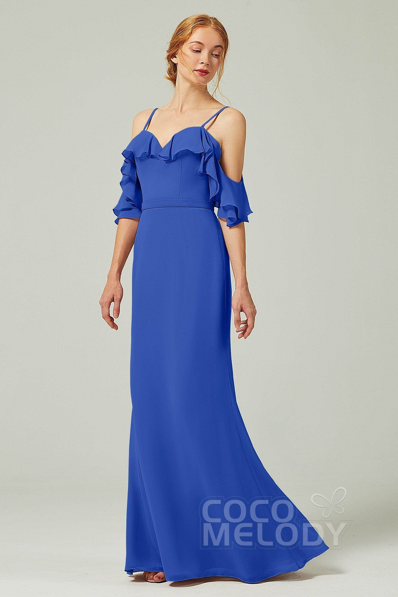 Sheath-Column Floor Length Chiffon Bridesmaid Dress CB0301