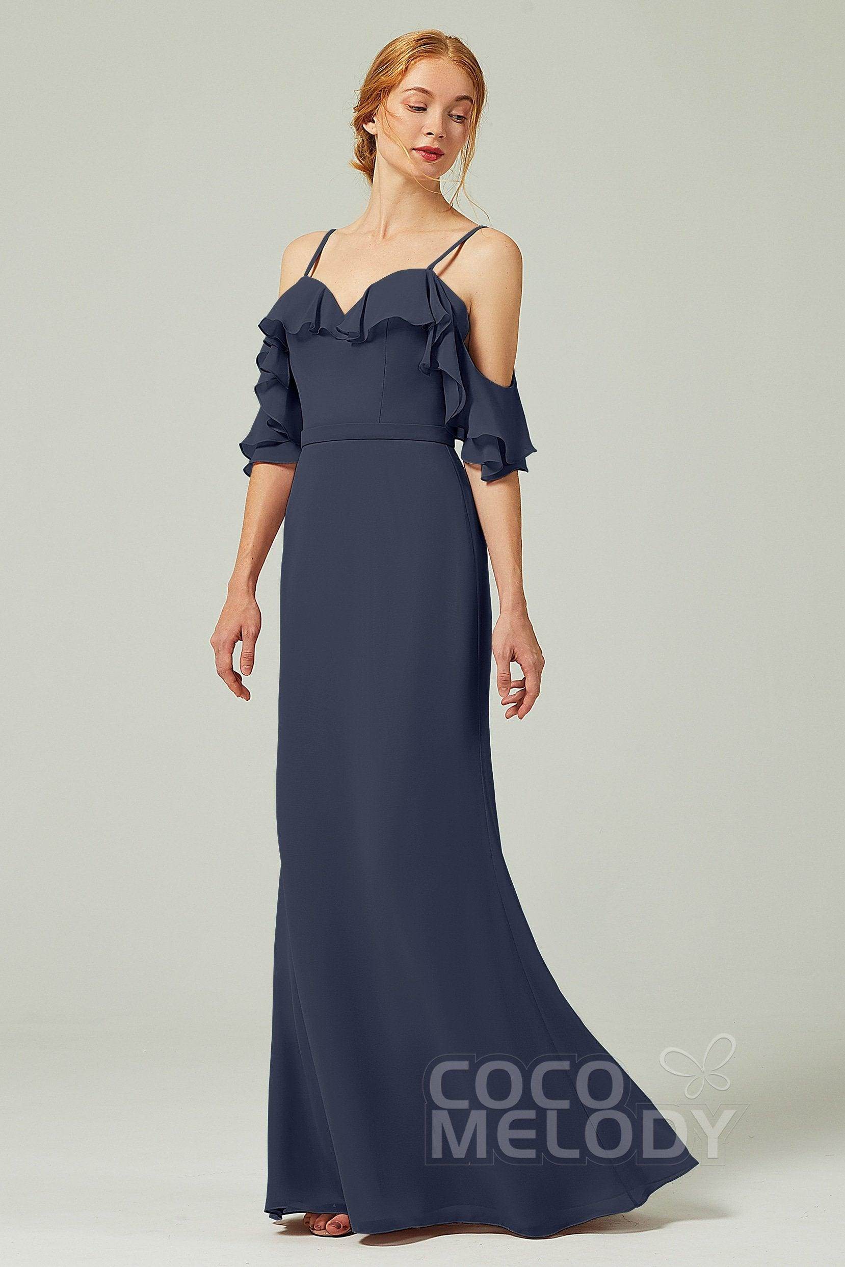 Sheath-Column Floor Length Chiffon Bridesmaid Dress CB0301