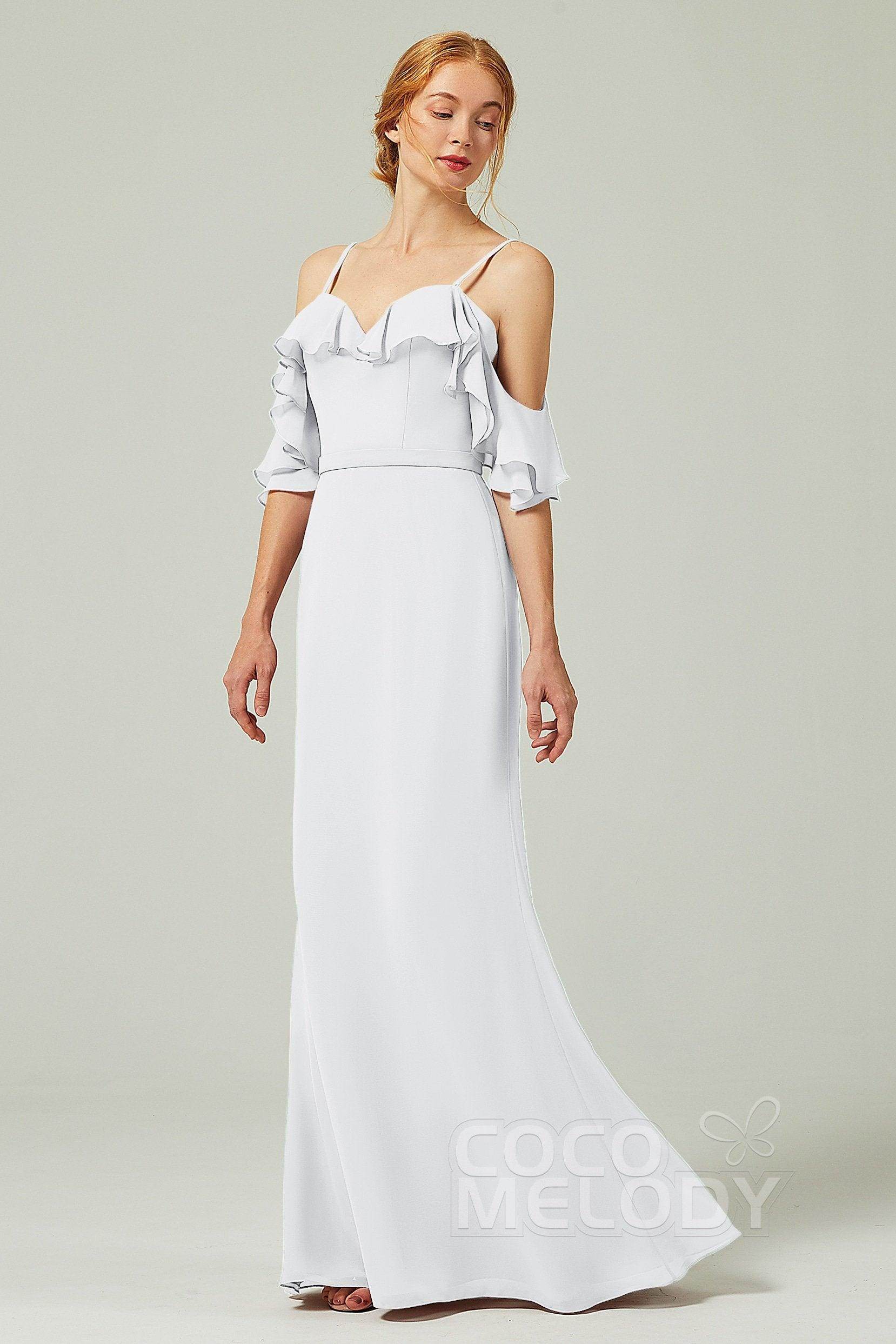 Sheath-Column Floor Length Chiffon Bridesmaid Dress CB0301