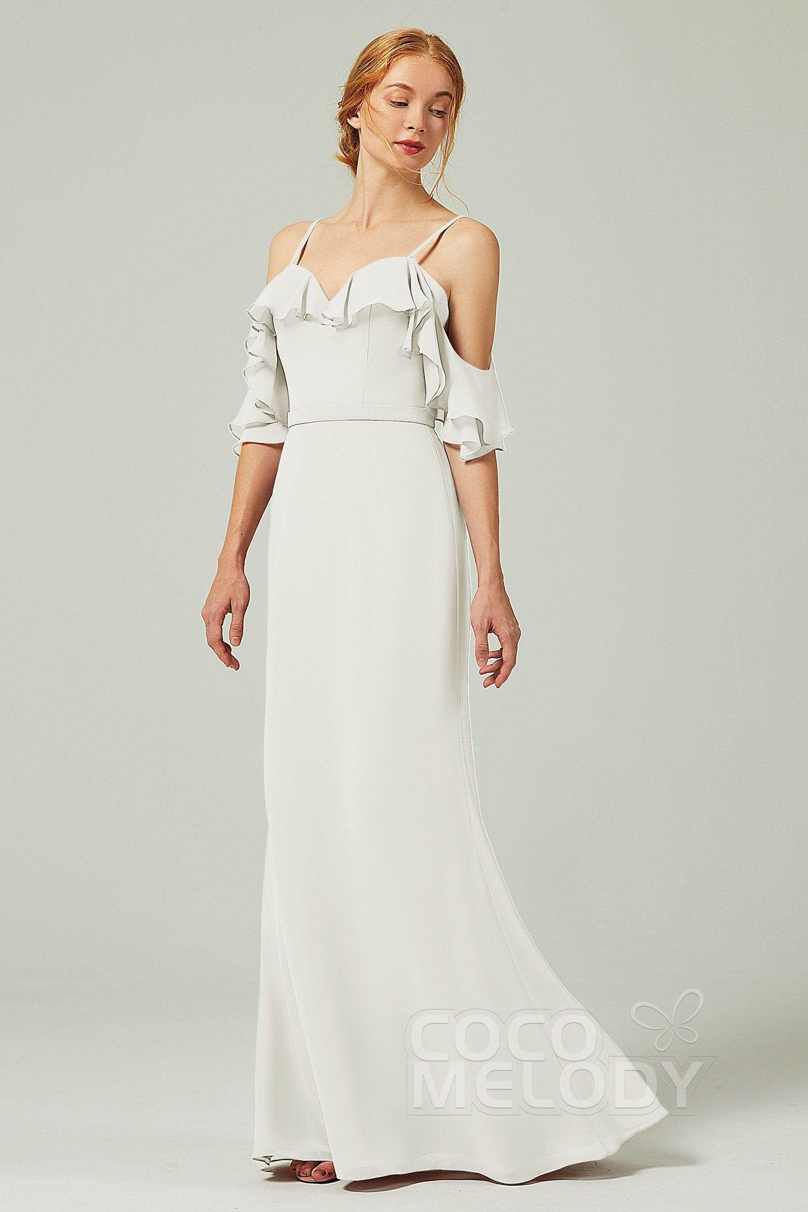 Sheath-Column Floor Length Chiffon Bridesmaid Dress CB0301