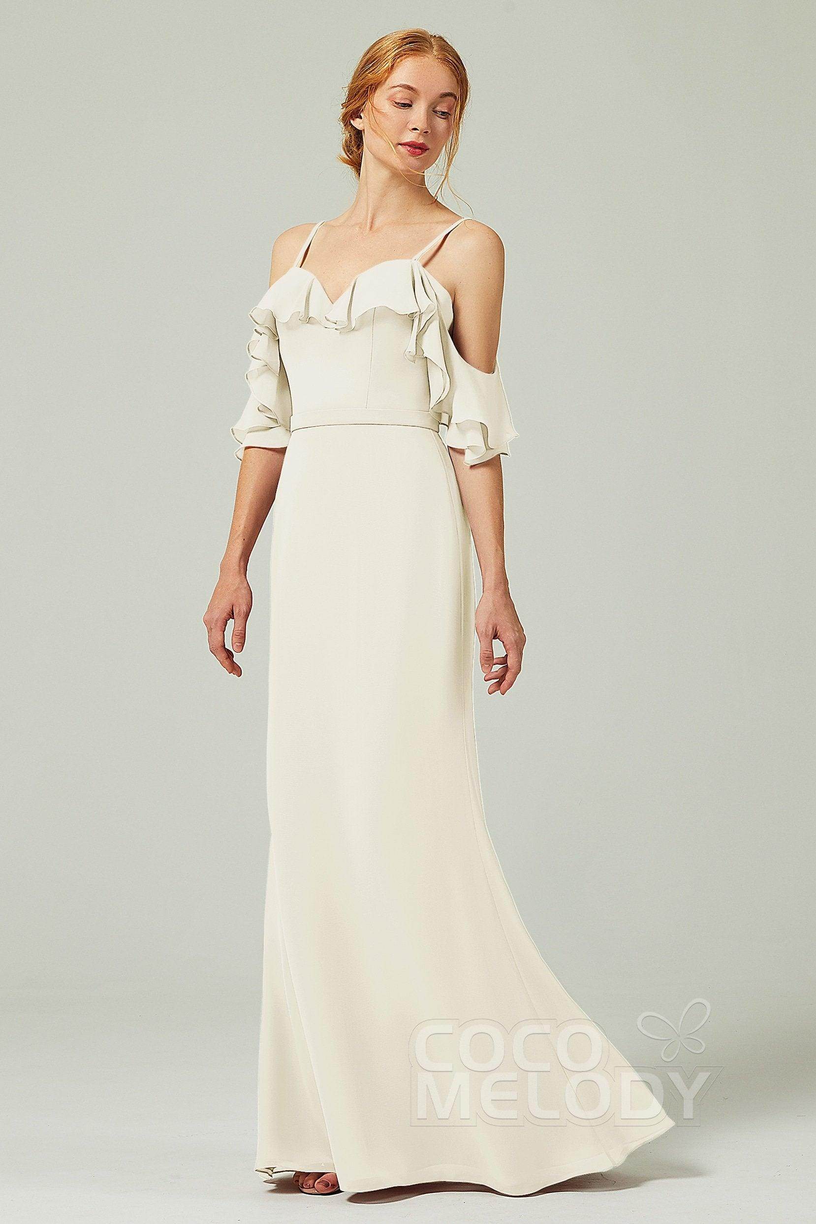 Sheath-Column Floor Length Chiffon Bridesmaid Dress CB0301