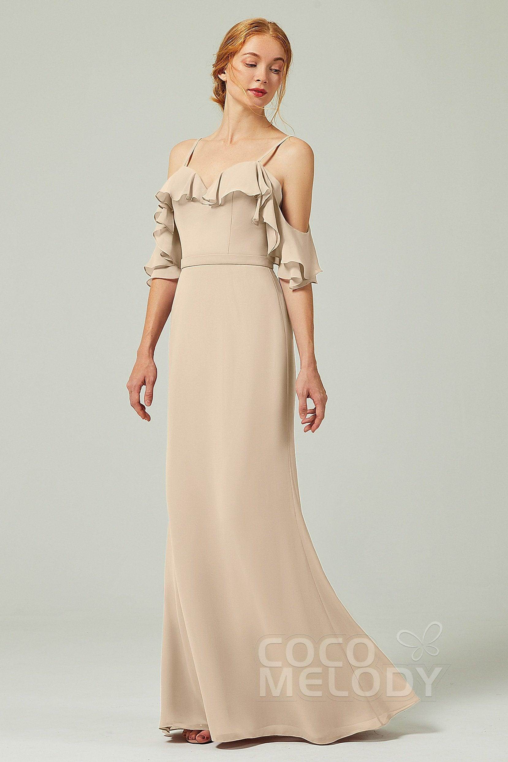 Sheath-Column Floor Length Chiffon Bridesmaid Dress CB0301