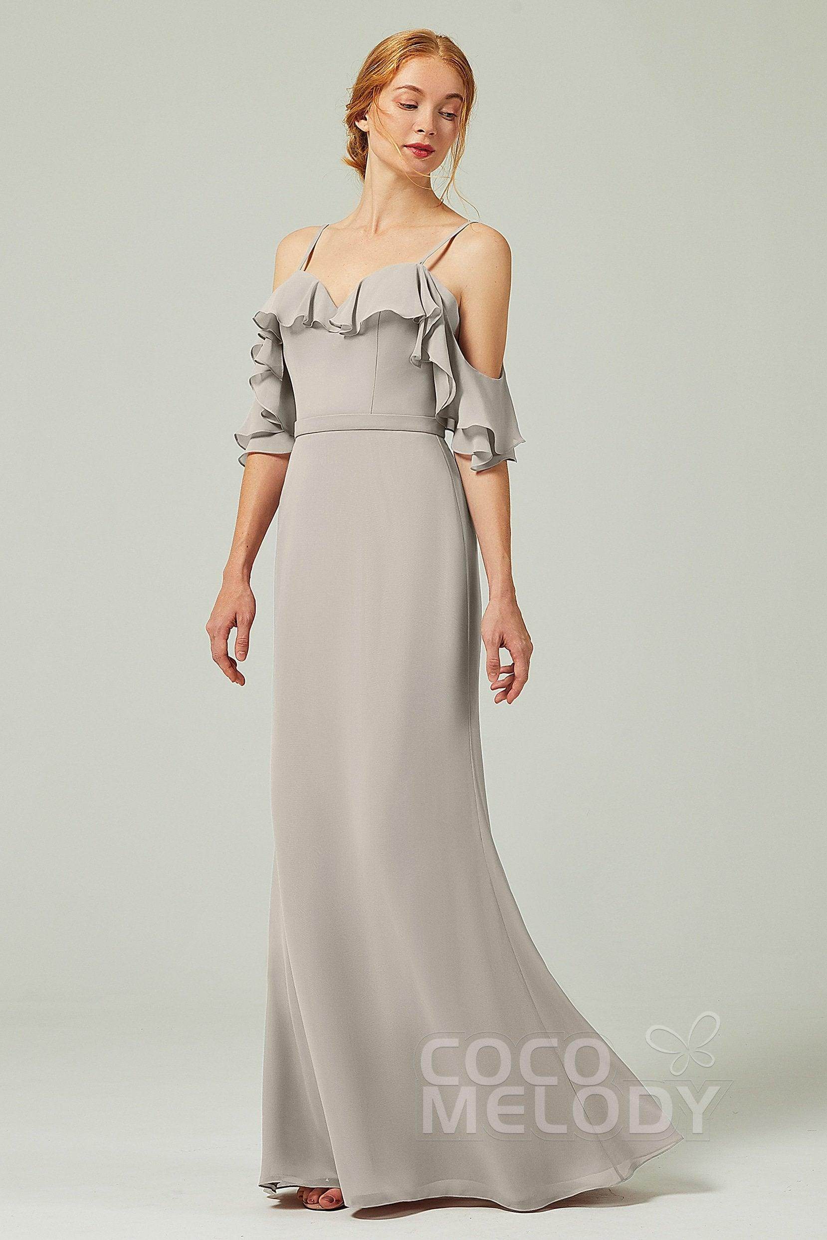 Sheath-Column Floor Length Chiffon Bridesmaid Dress CB0301