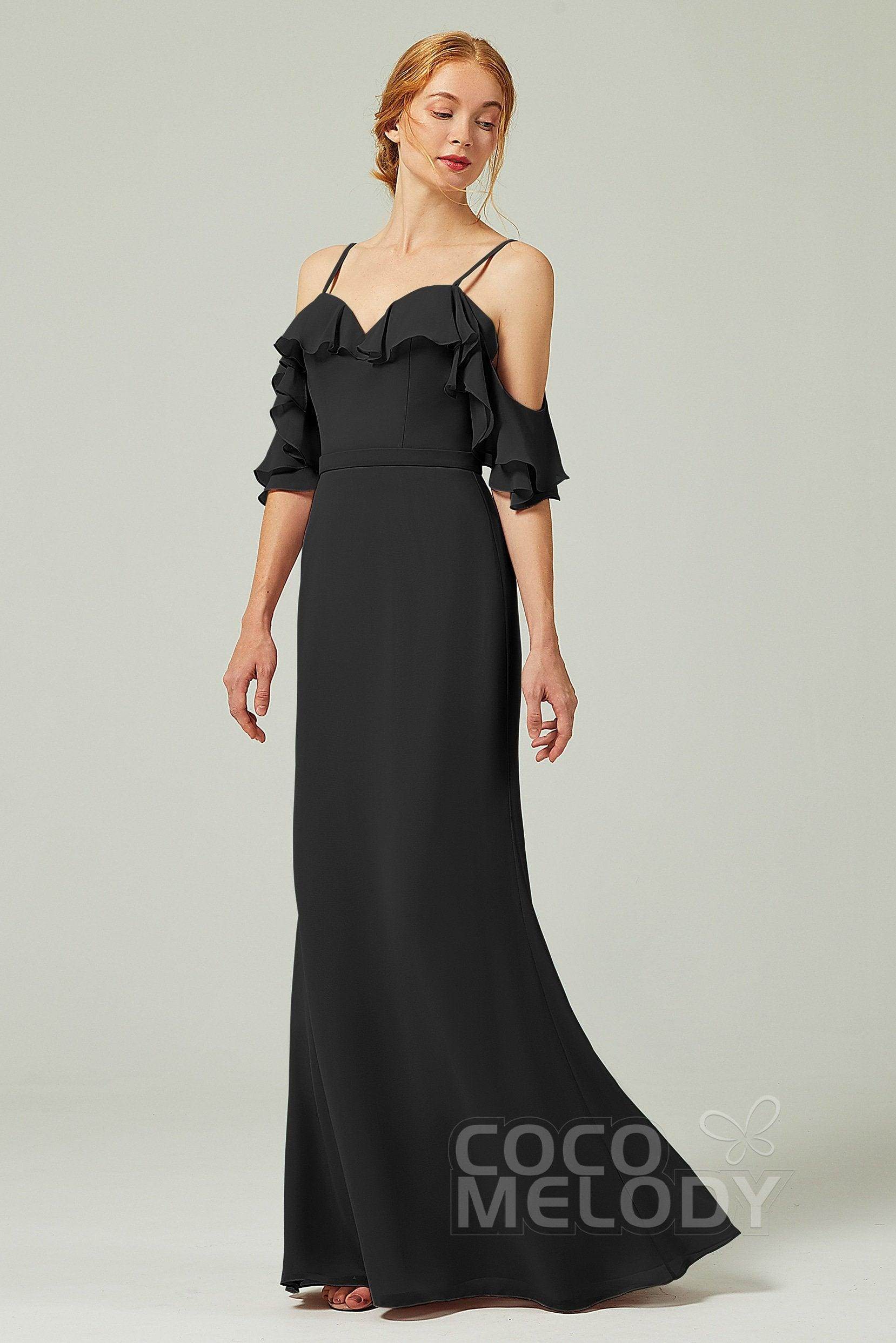 Sheath-Column Floor Length Chiffon Bridesmaid Dress CB0301