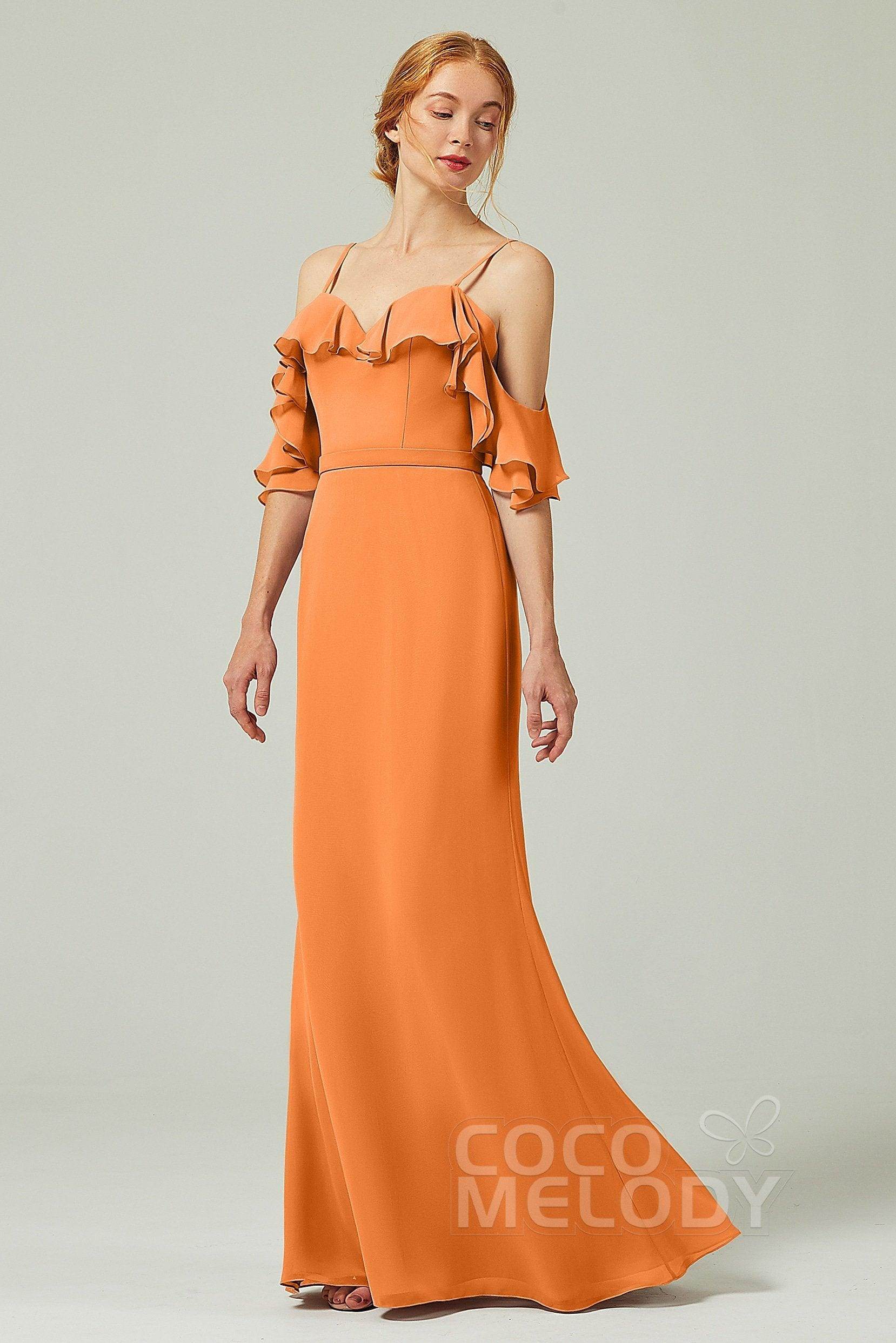 Sheath-Column Floor Length Chiffon Bridesmaid Dress CB0301