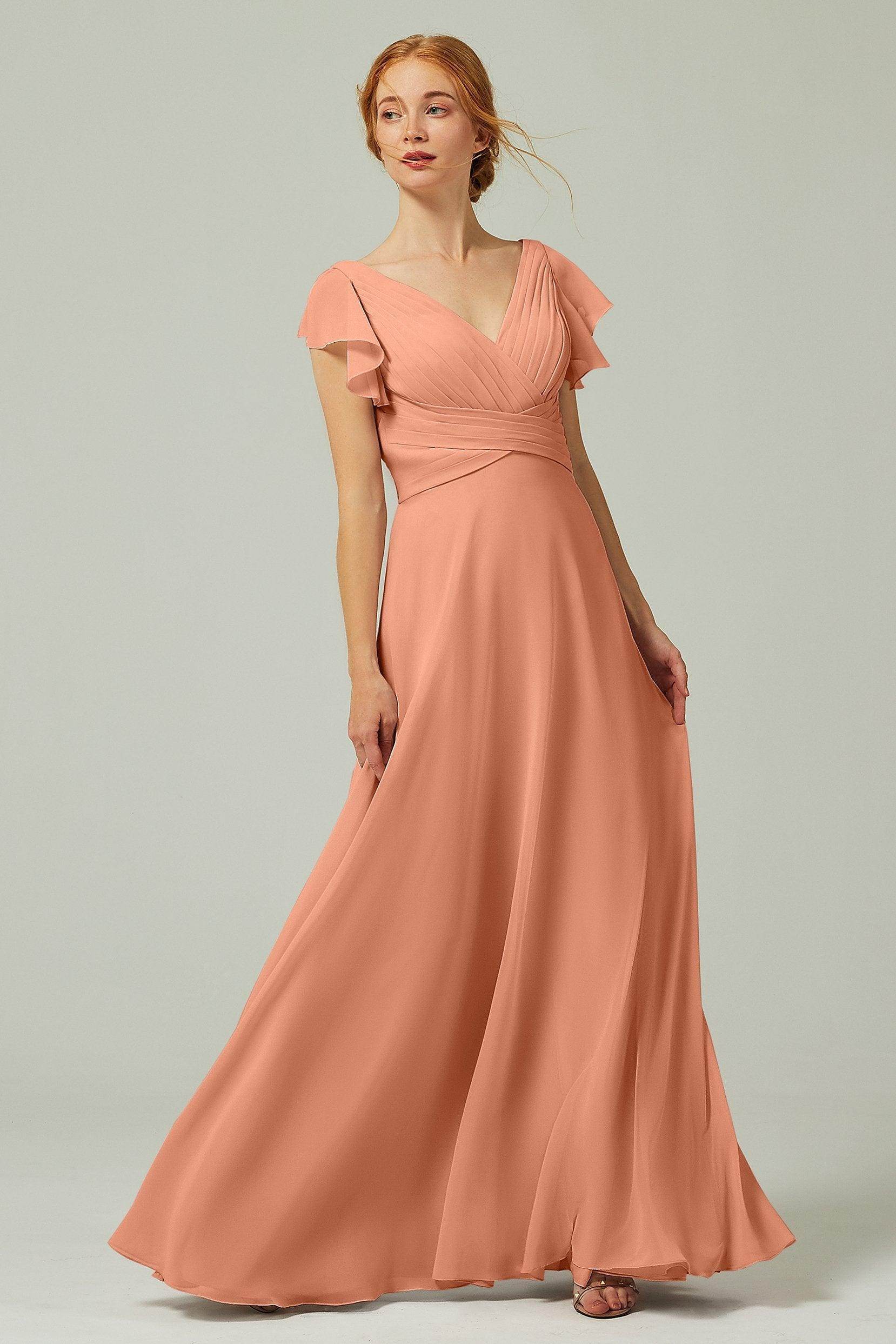 A-Line Floor Length Chiffon Bridesmaid Dress CB0302