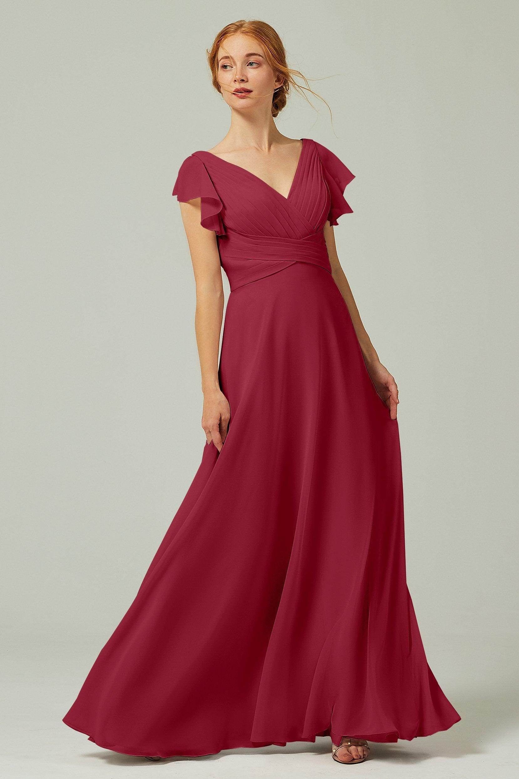 A-Line Floor Length Chiffon Bridesmaid Dress CB0302PS