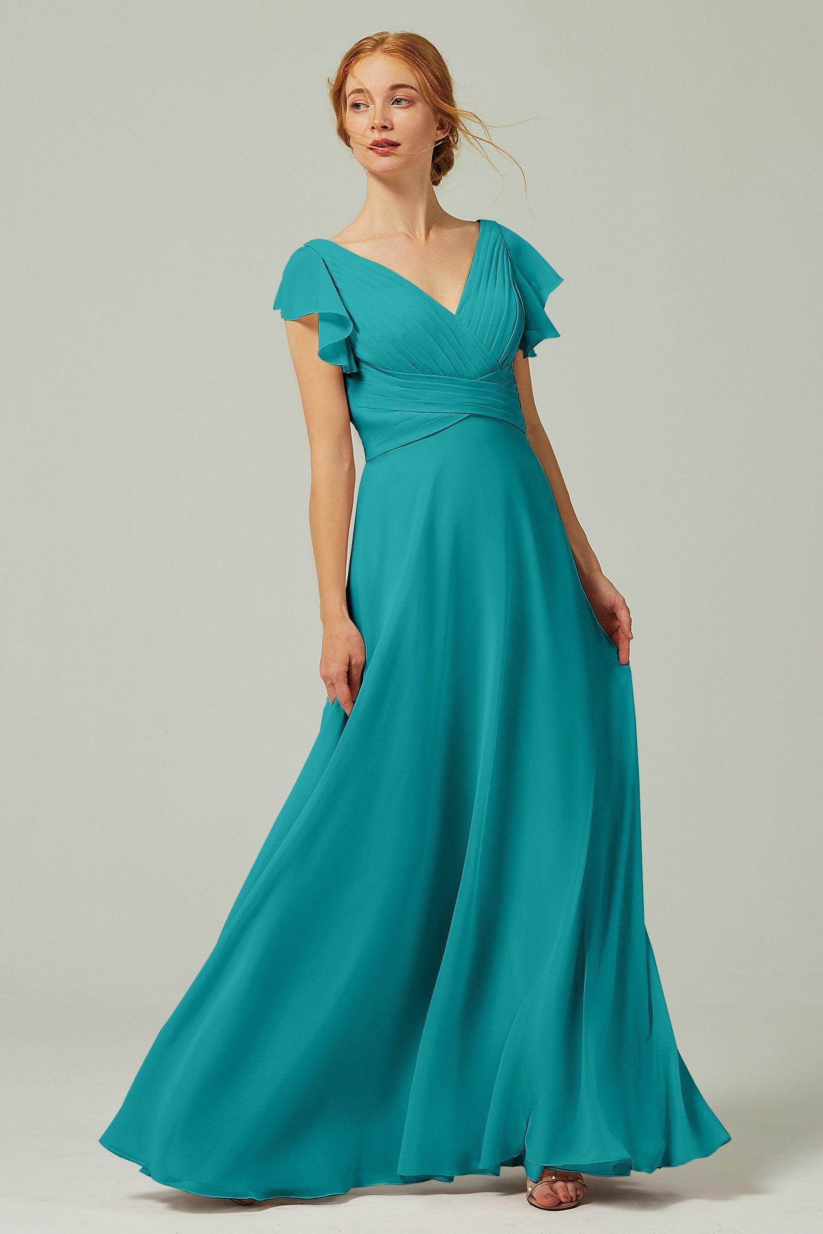 A-Line Floor Length Chiffon Bridesmaid Dress CB0302PS