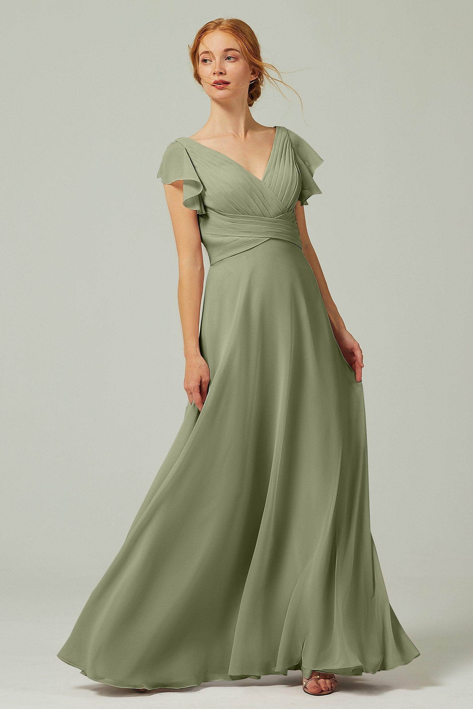 A-Line Floor Length Chiffon Bridesmaid Dress CB0302PS