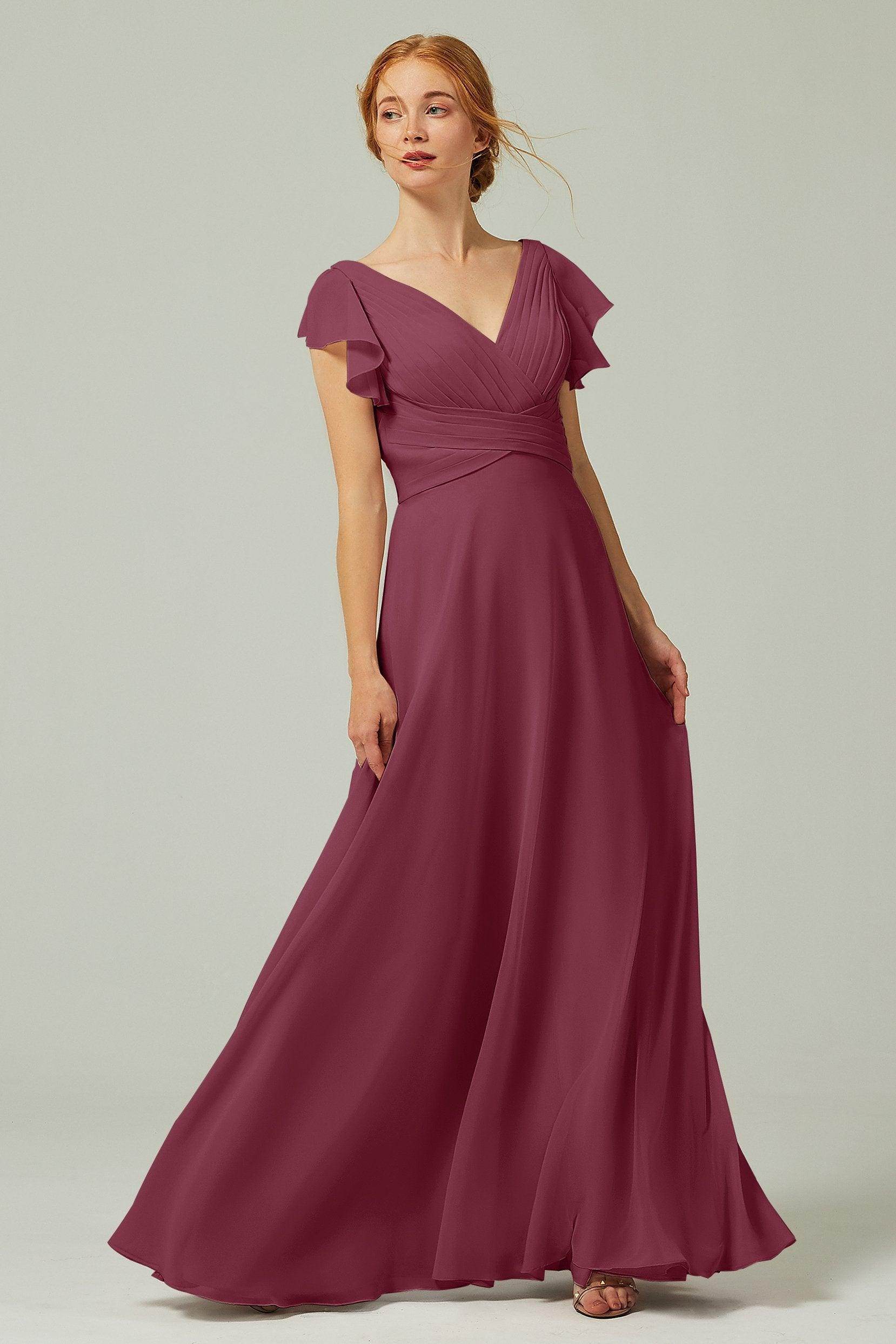 A-Line Floor Length Chiffon Bridesmaid Dress CB0302