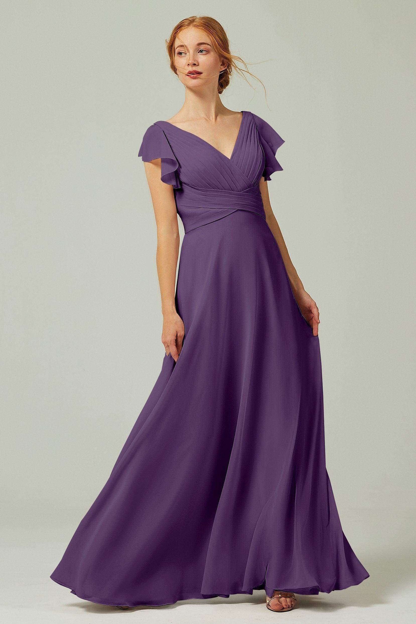 A-Line Floor Length Chiffon Bridesmaid Dress CB0302