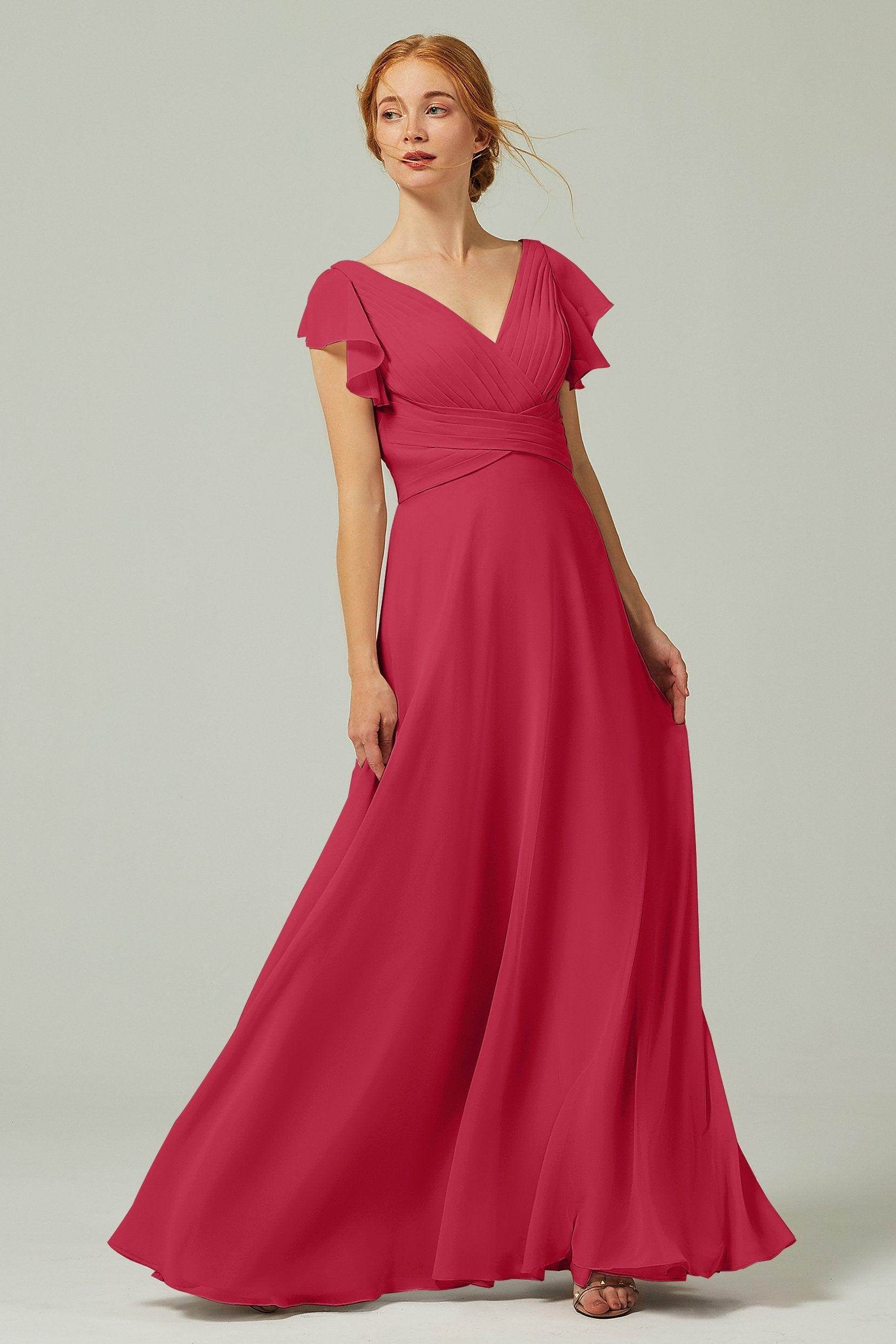 A-Line Floor Length Chiffon Bridesmaid Dress CB0302PS