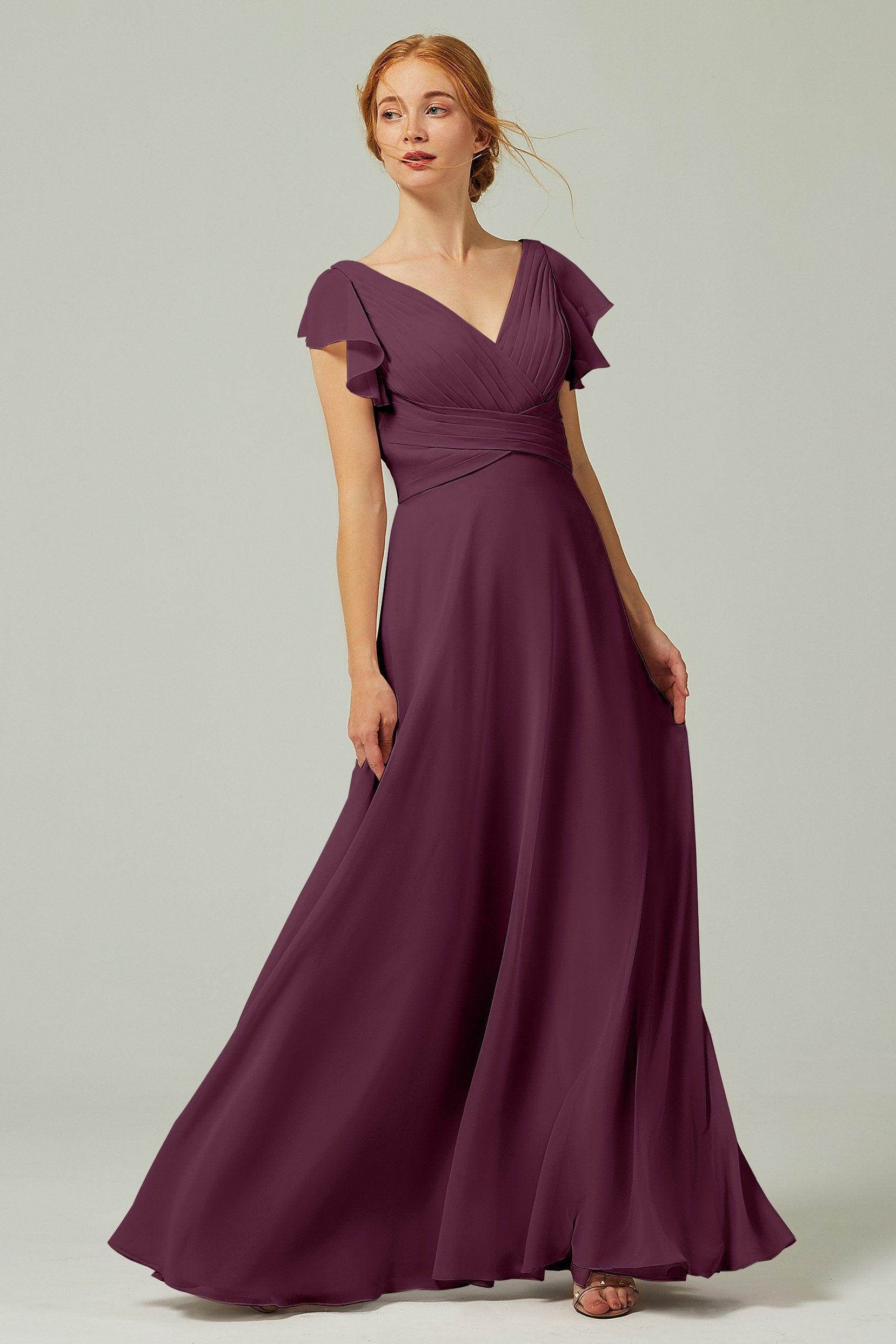 A-Line Floor Length Chiffon Bridesmaid Dress CB0302PS