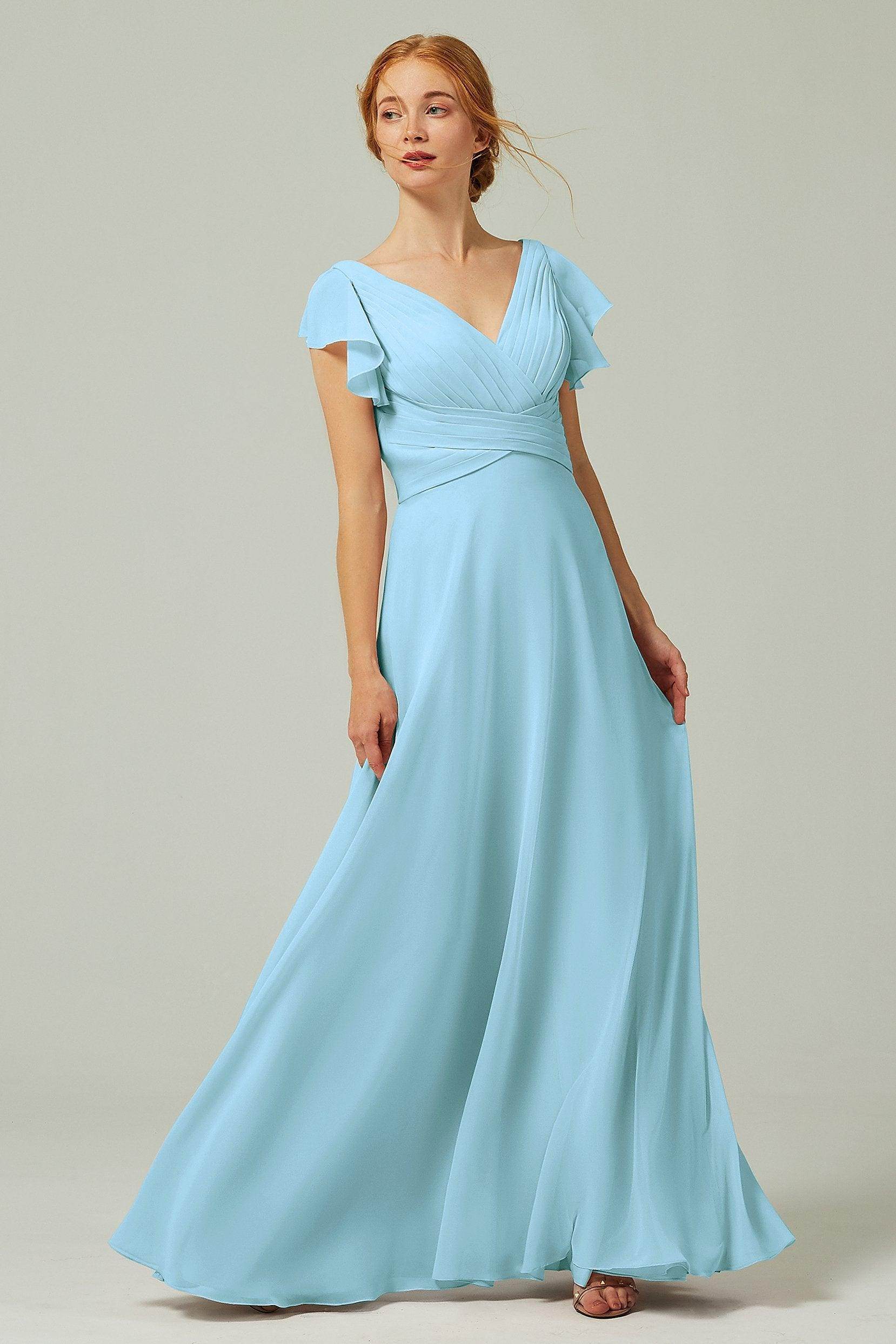 A-Line Floor Length Chiffon Bridesmaid Dress CB0302PS