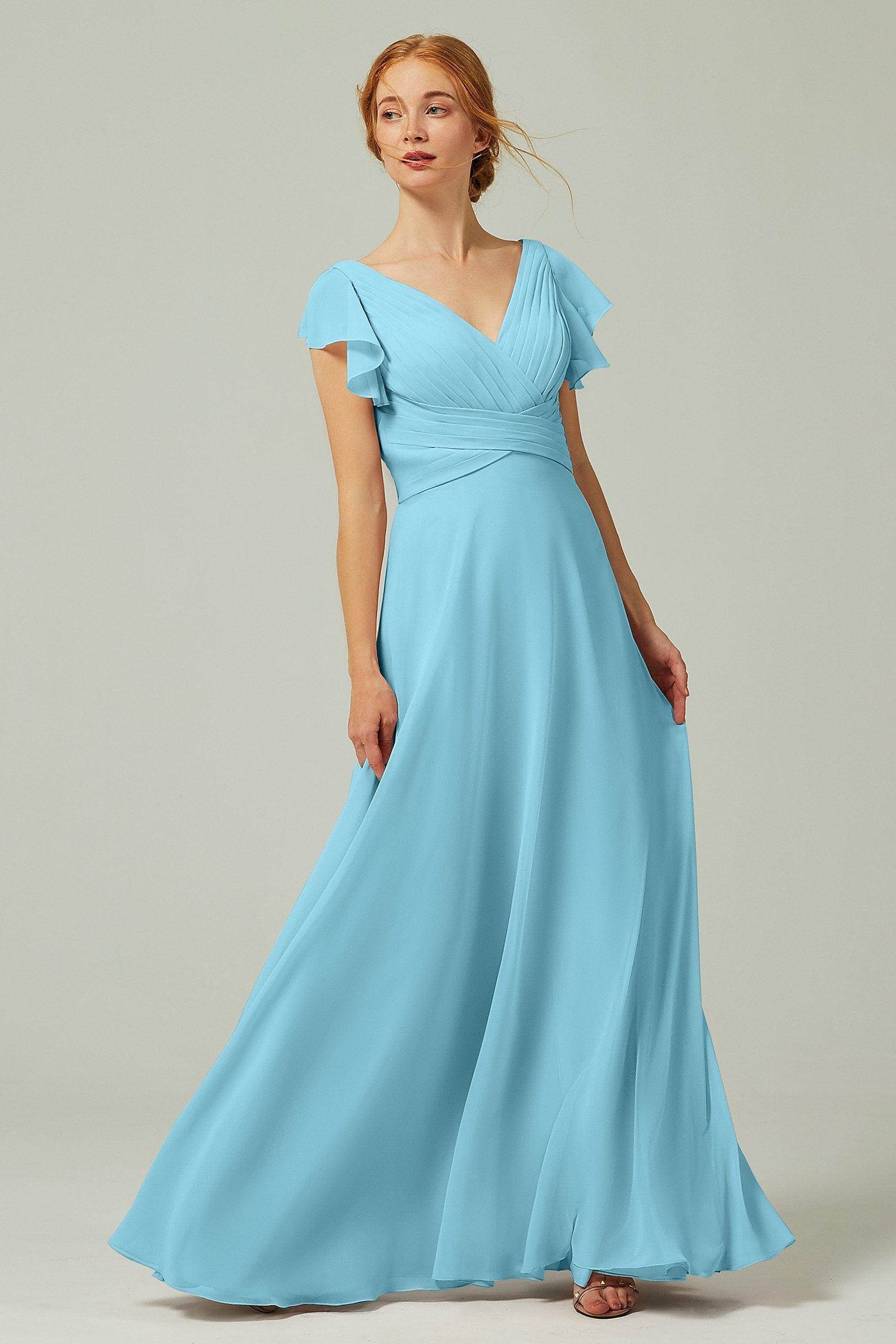 A-Line Floor Length Chiffon Bridesmaid Dress CB0302PS