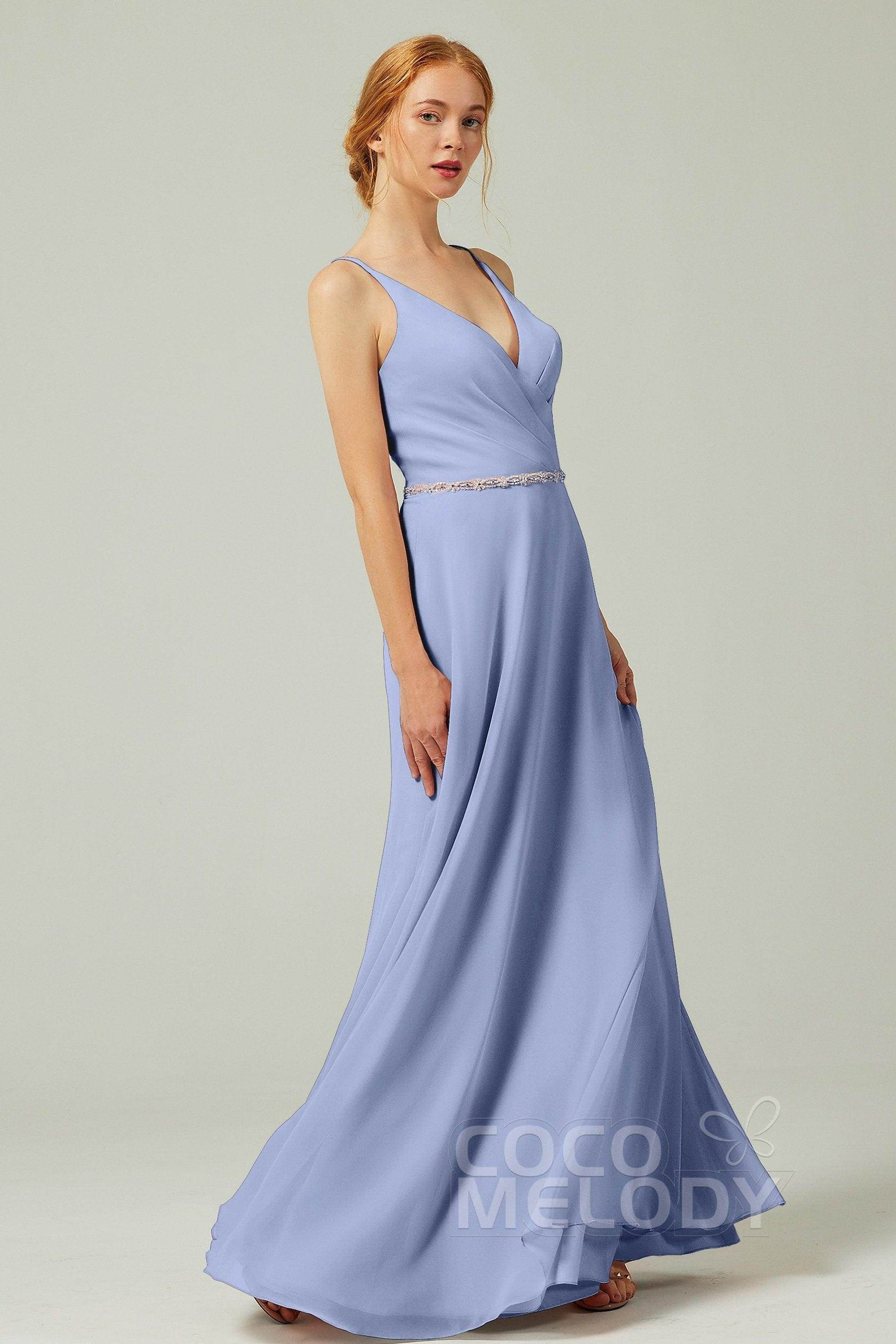 A-Line Floor Length Chiffon Bridesmaid Dress CB0303