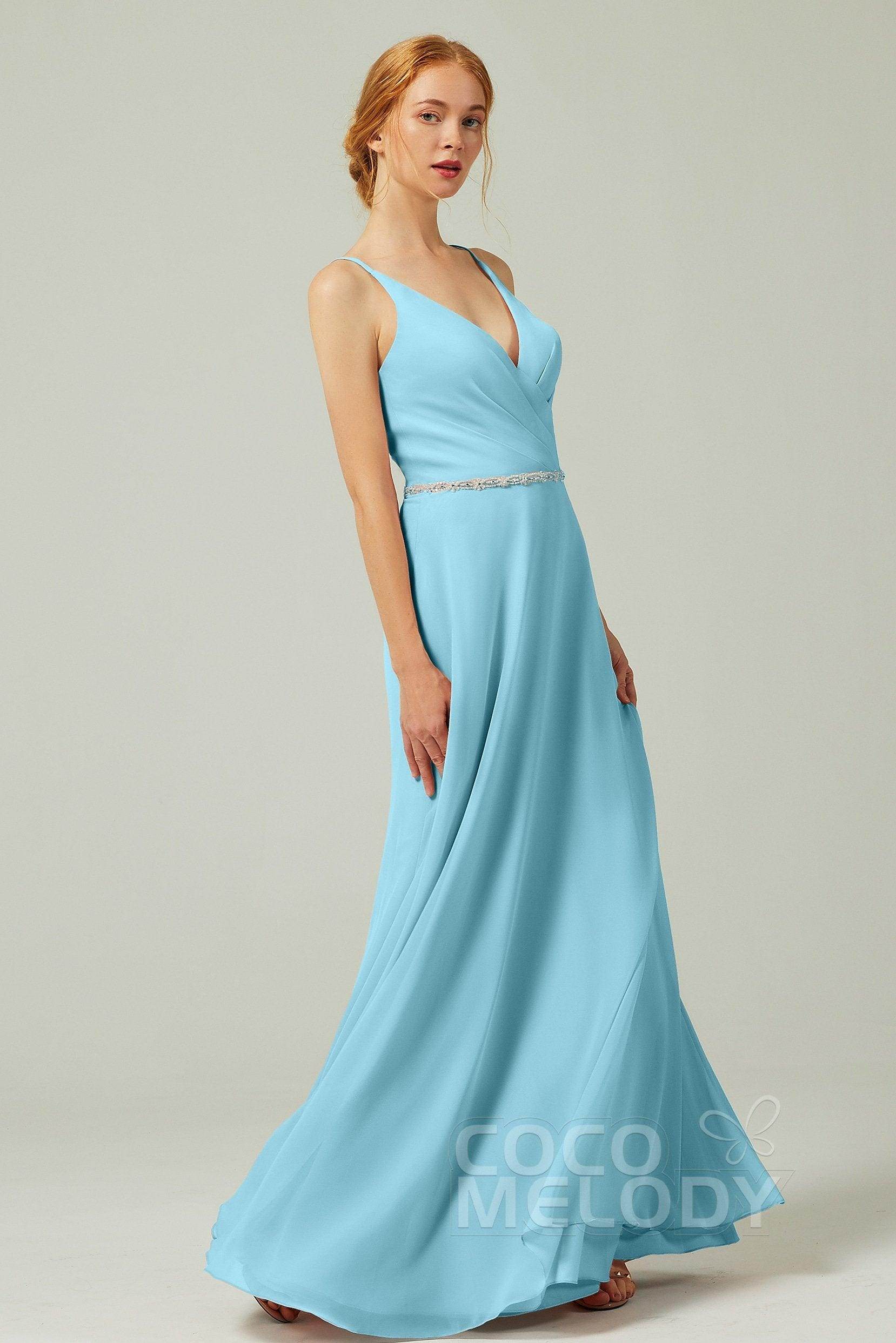 A-Line Floor Length Chiffon Bridesmaid Dress CB0303