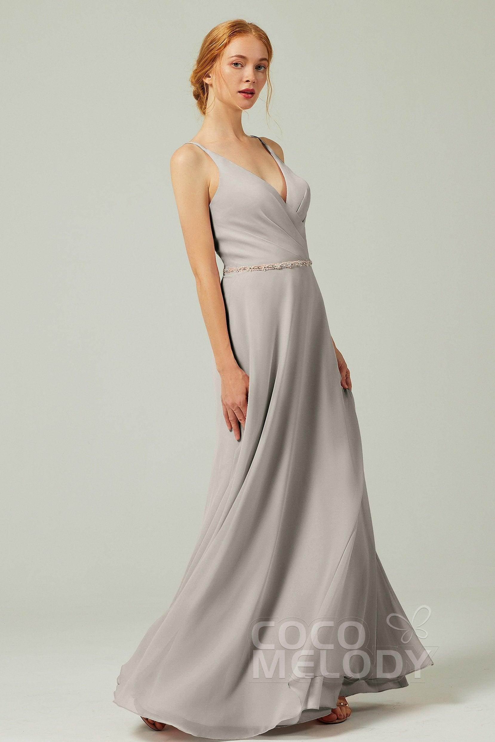 A-Line Floor Length Chiffon Bridesmaid Dress CB0303