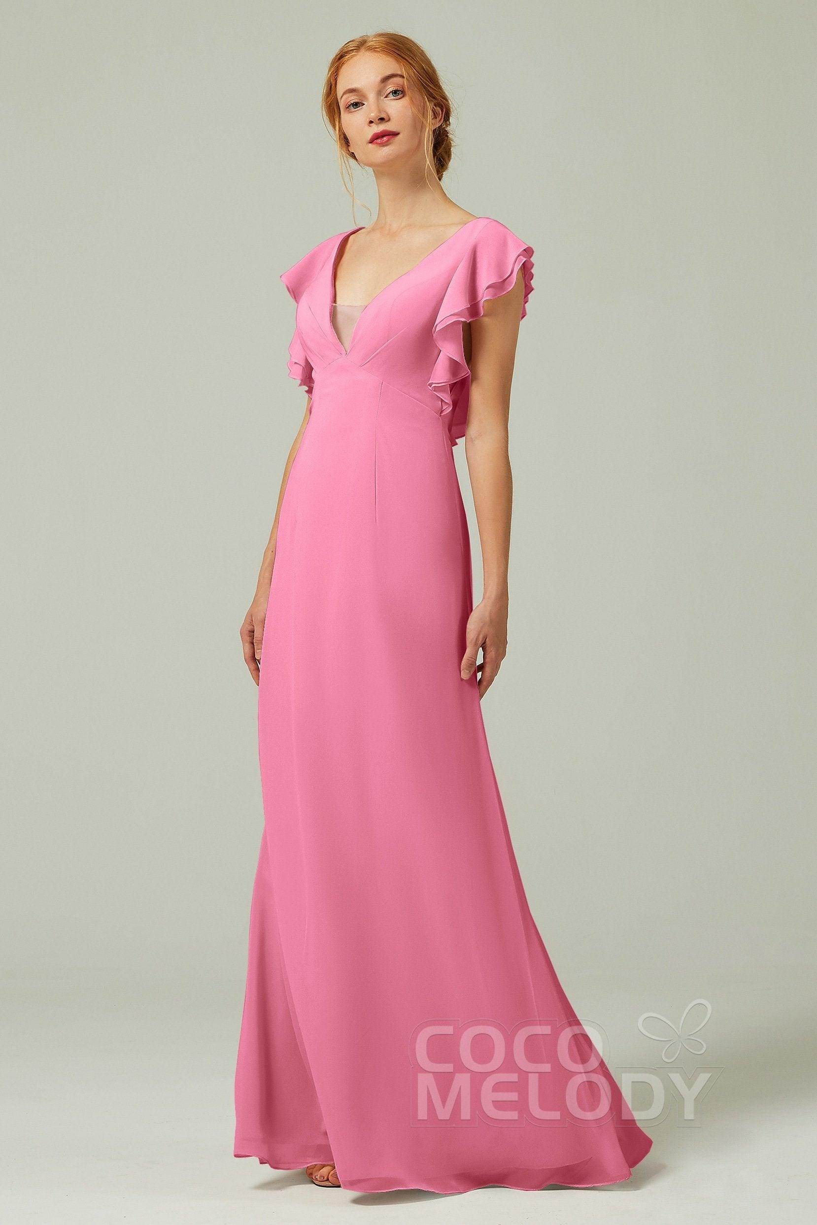 Sheath-Column Floor Length Chiffon Bridesmaid Dress CB0304