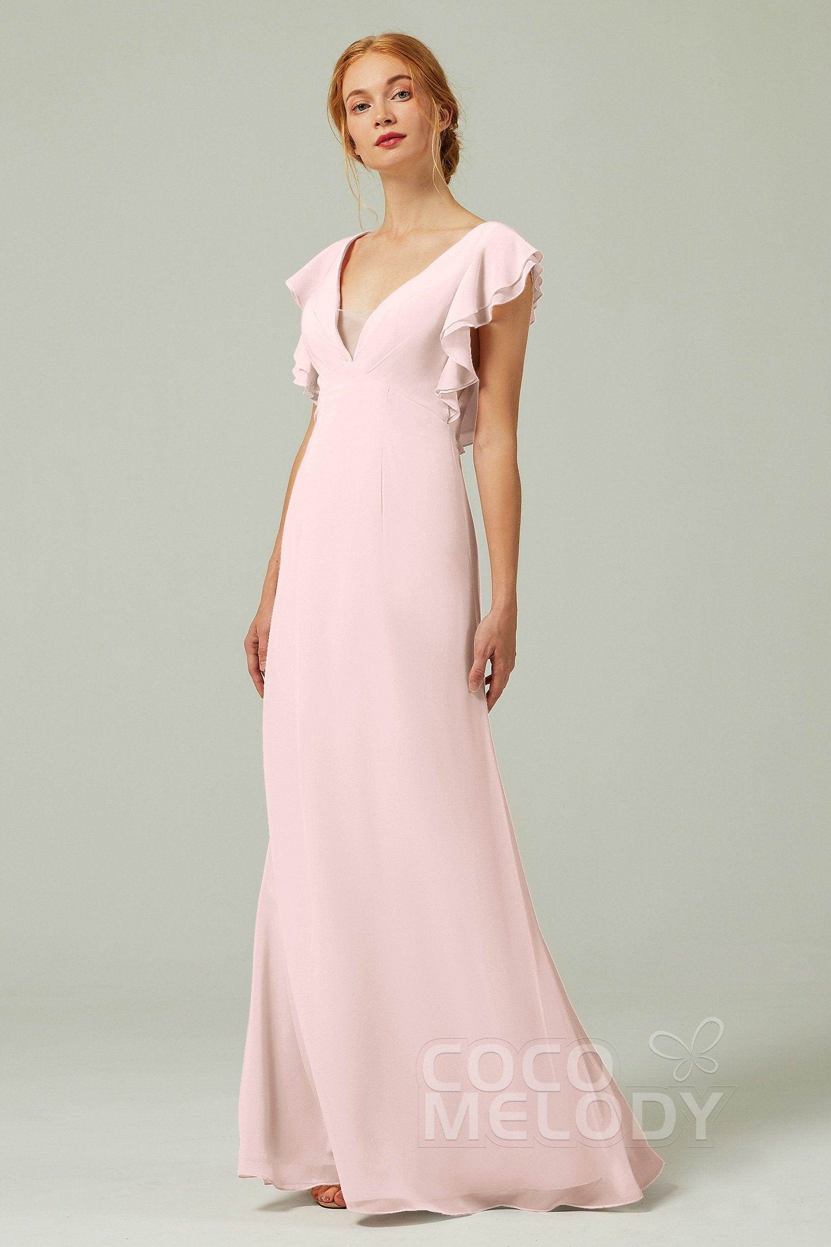 Sheath-Column Floor Length Chiffon Bridesmaid Dress CB0304