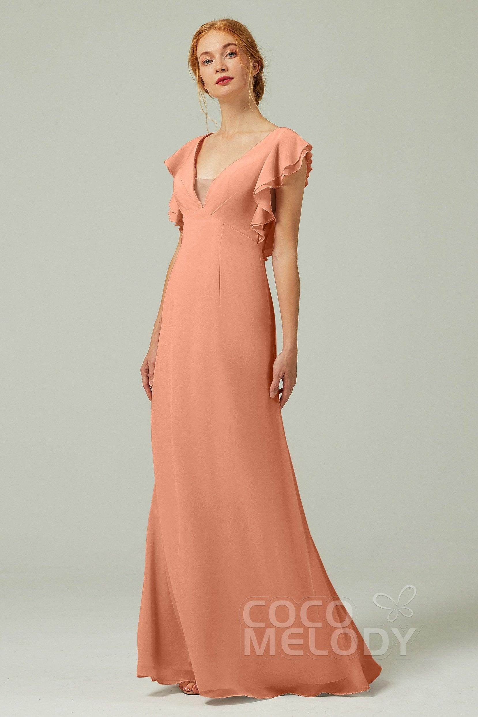 Sheath-Column Floor Length Chiffon Bridesmaid Dress CB0304