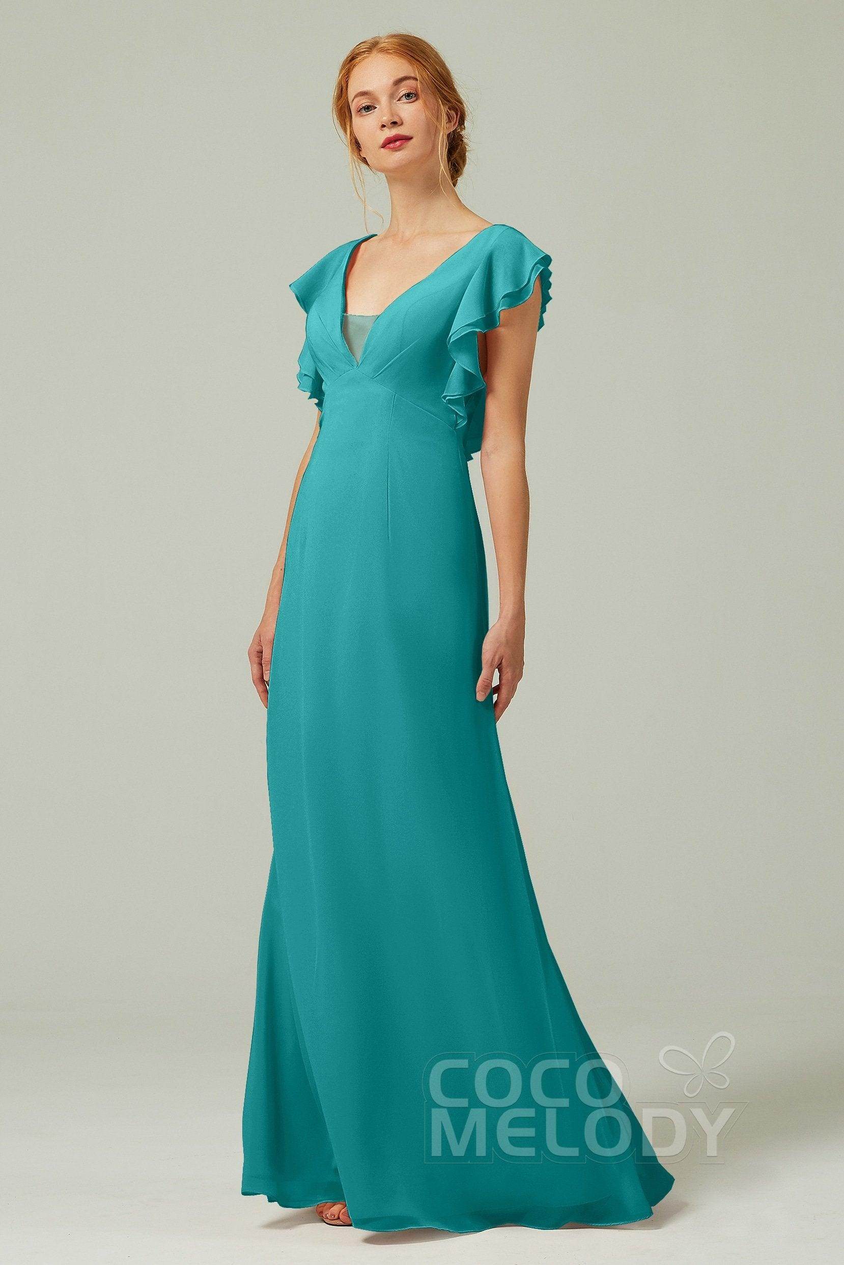 Sheath-Column Floor Length Chiffon Bridesmaid Dress CB0304