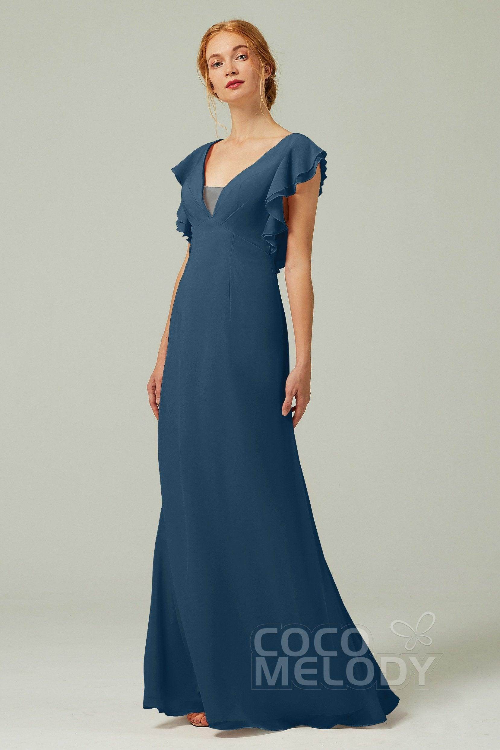 Sheath-Column Floor Length Chiffon Bridesmaid Dress CB0304