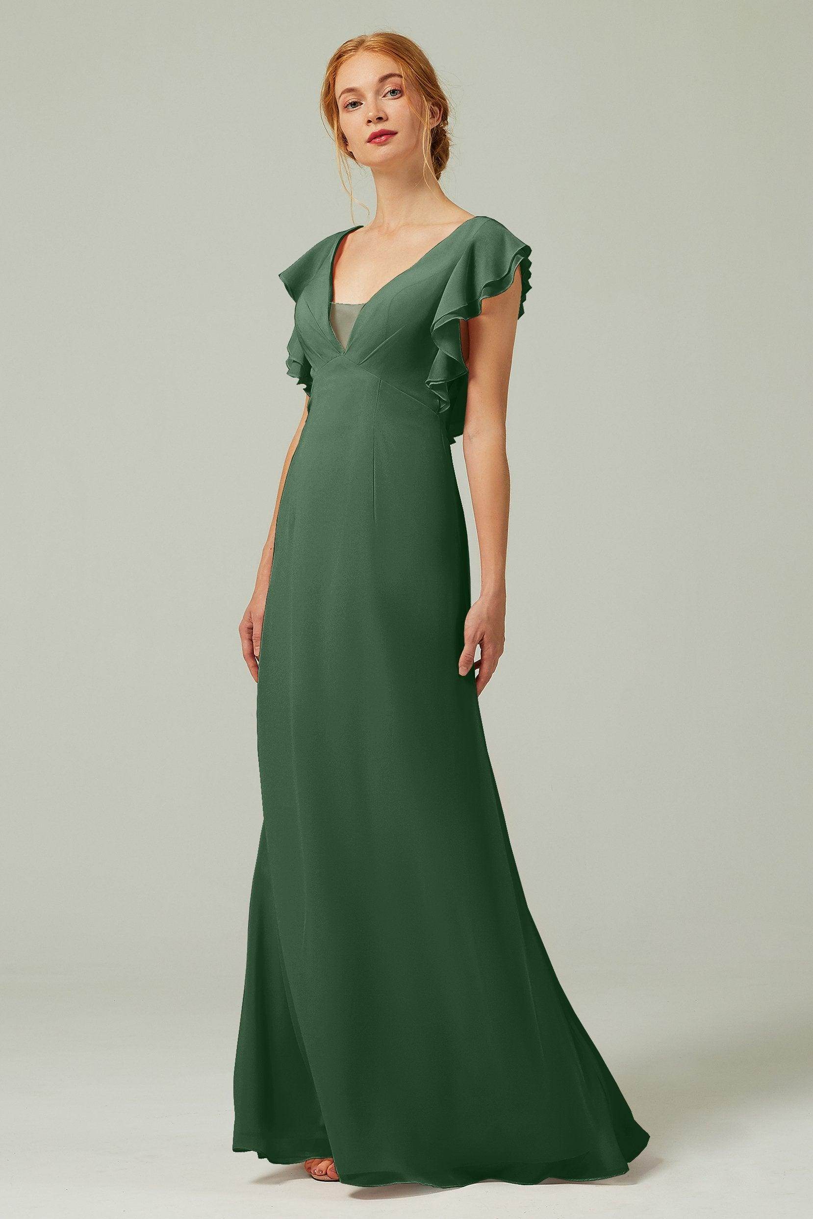 Sheath-Column Floor Length Chiffon Bridesmaid Dress CB0304