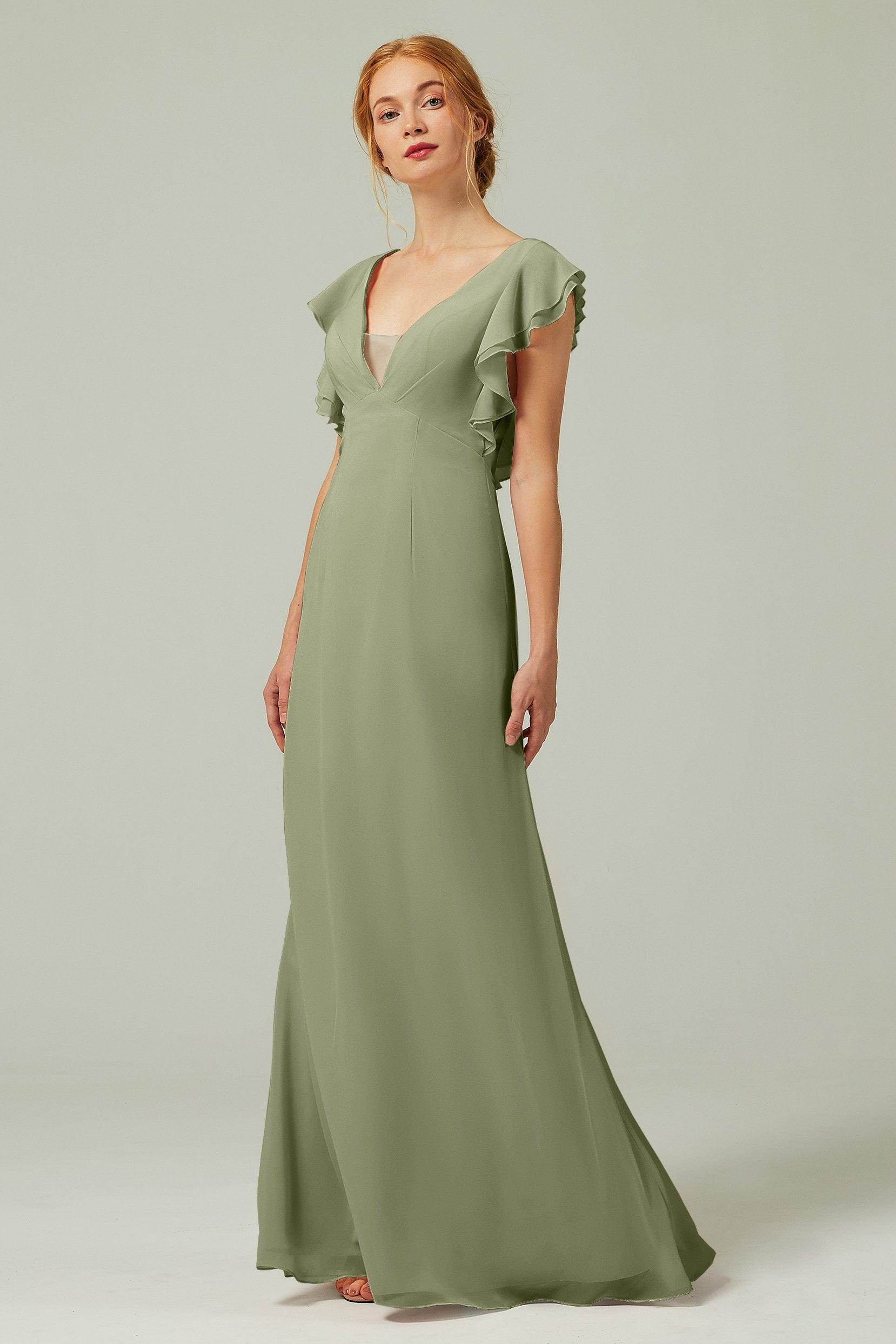 Sheath-Column Floor Length Chiffon Bridesmaid Dress CB0304